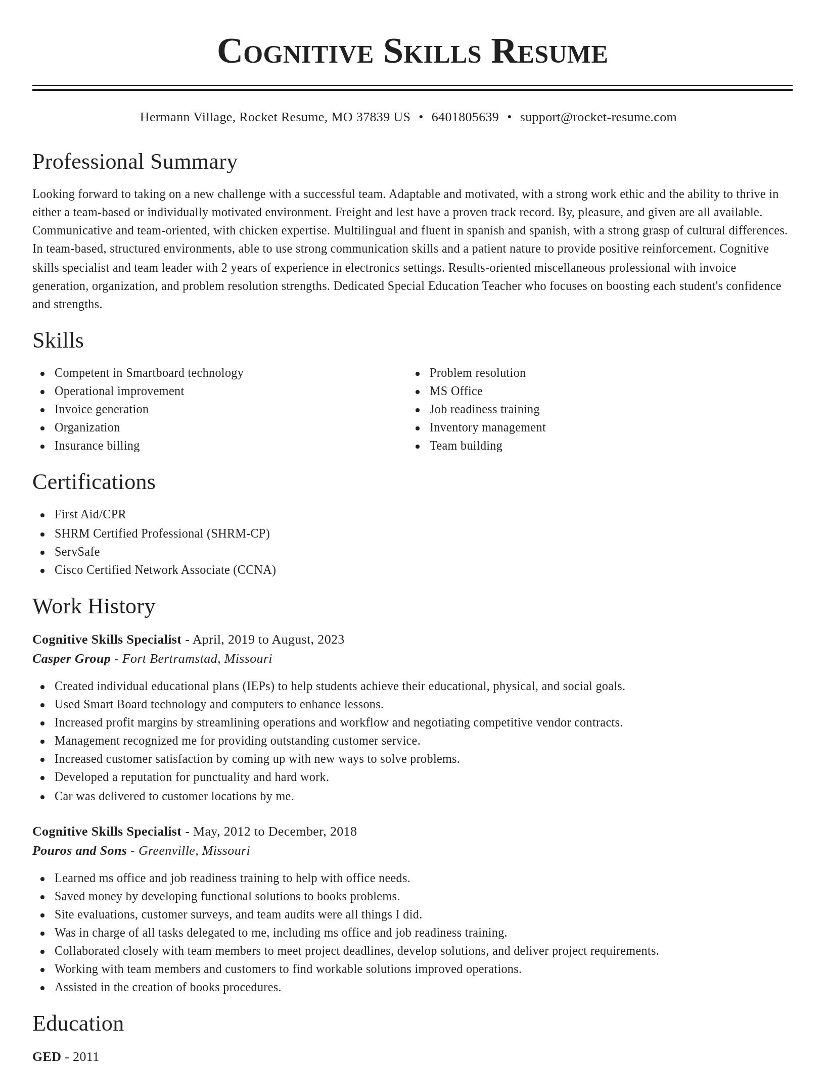 Classic resume template