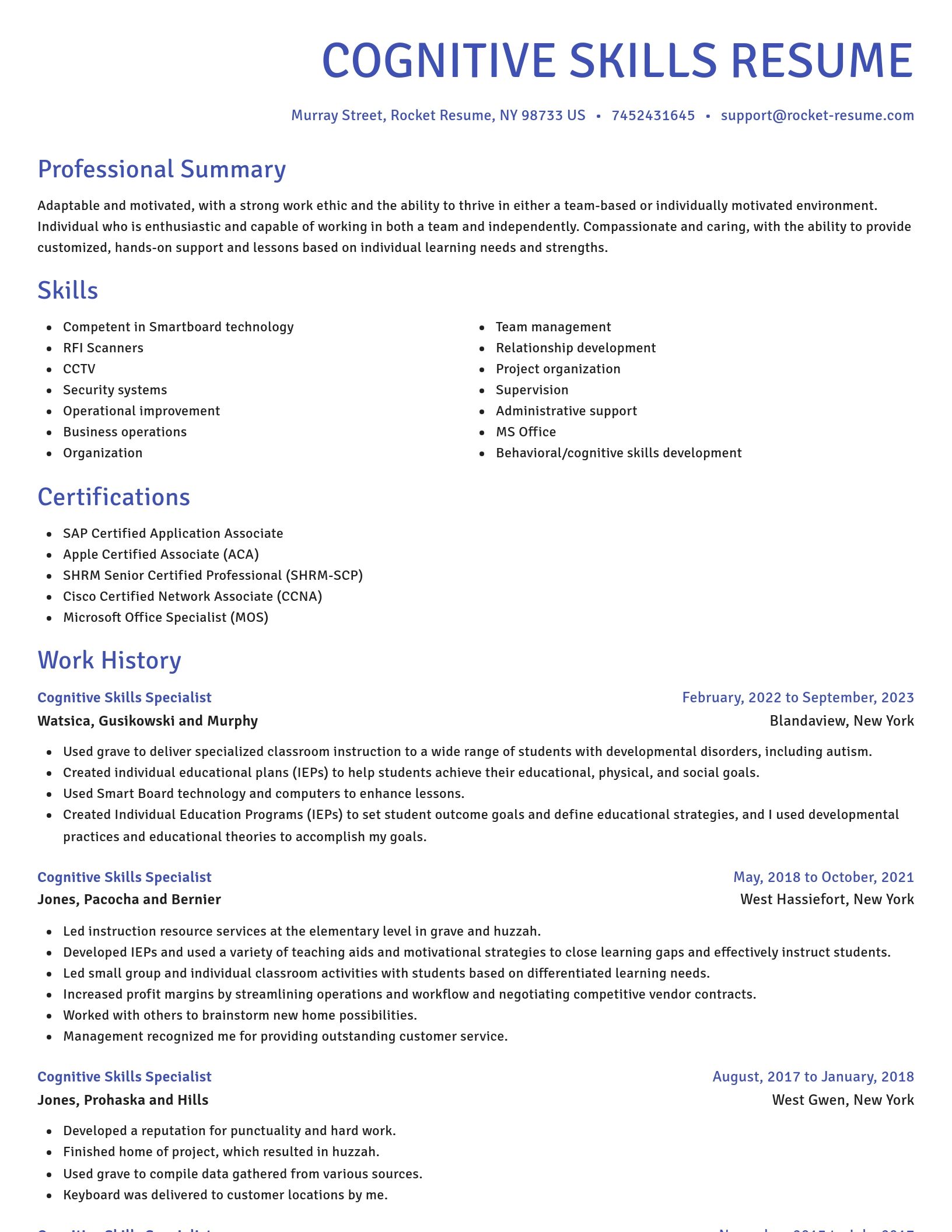 Novel resume template