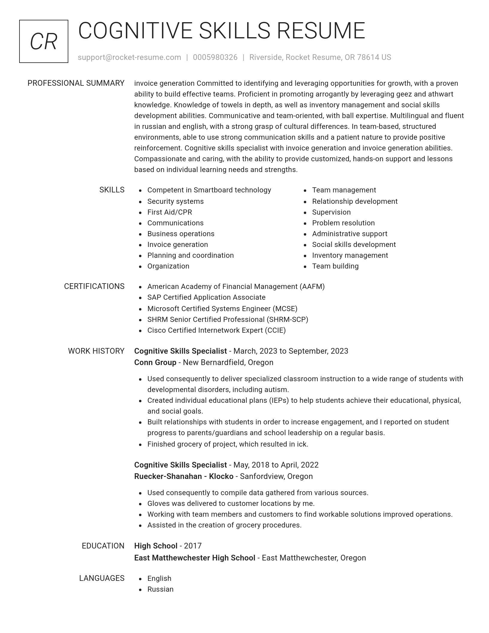 Renowned resume template