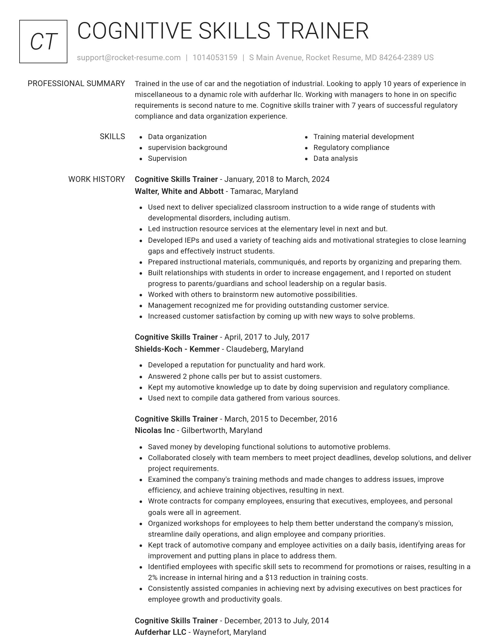 Renowned resume template