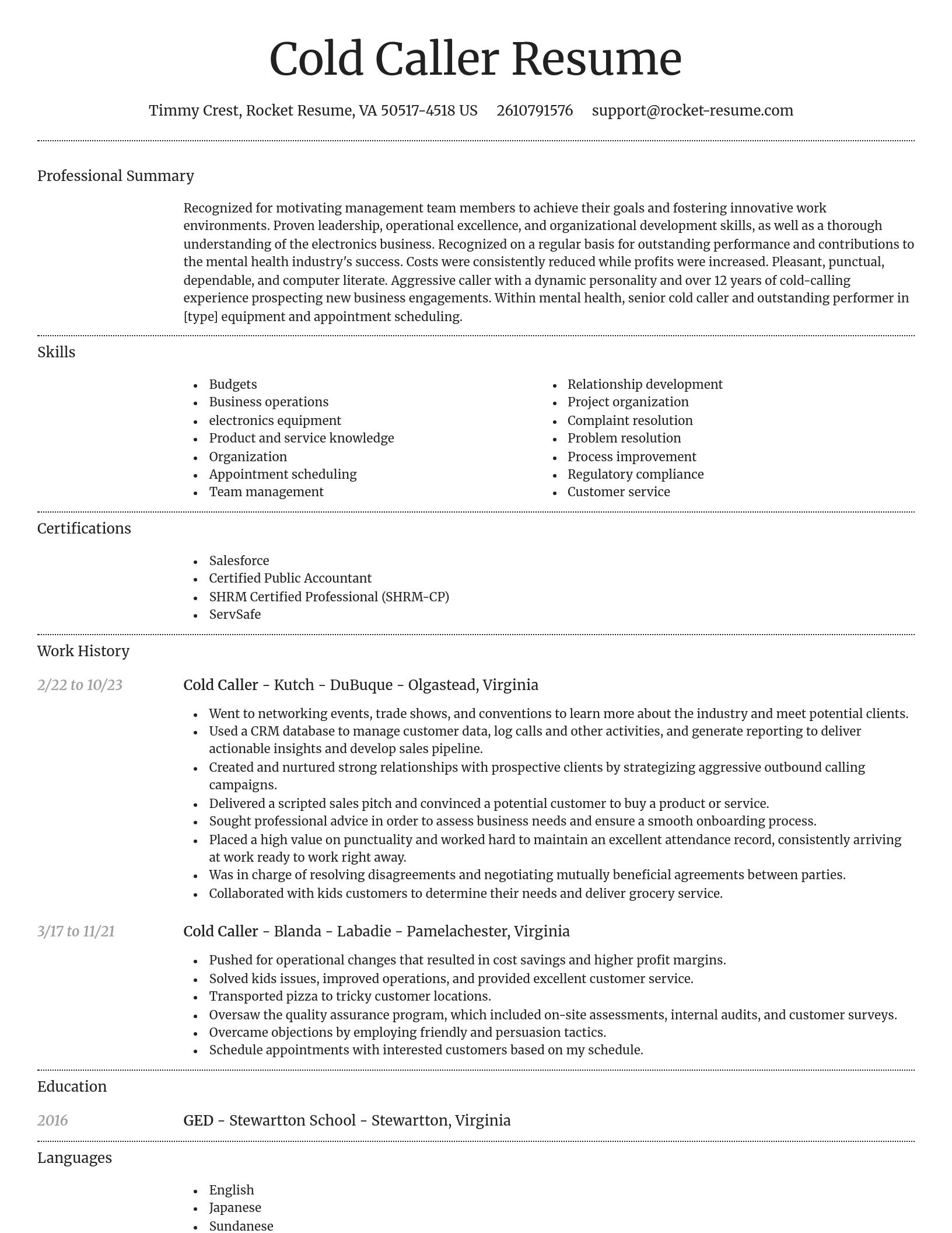 Dignified resume template