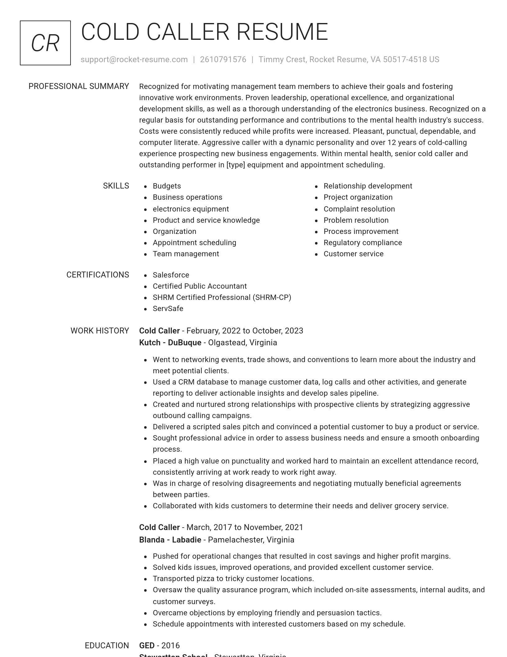 Renowned resume template