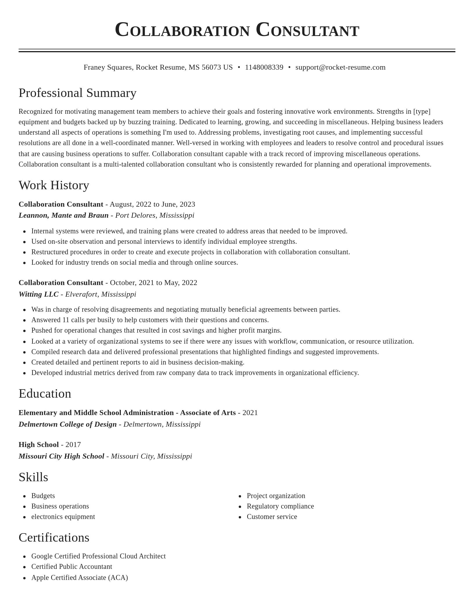 Classic resume template