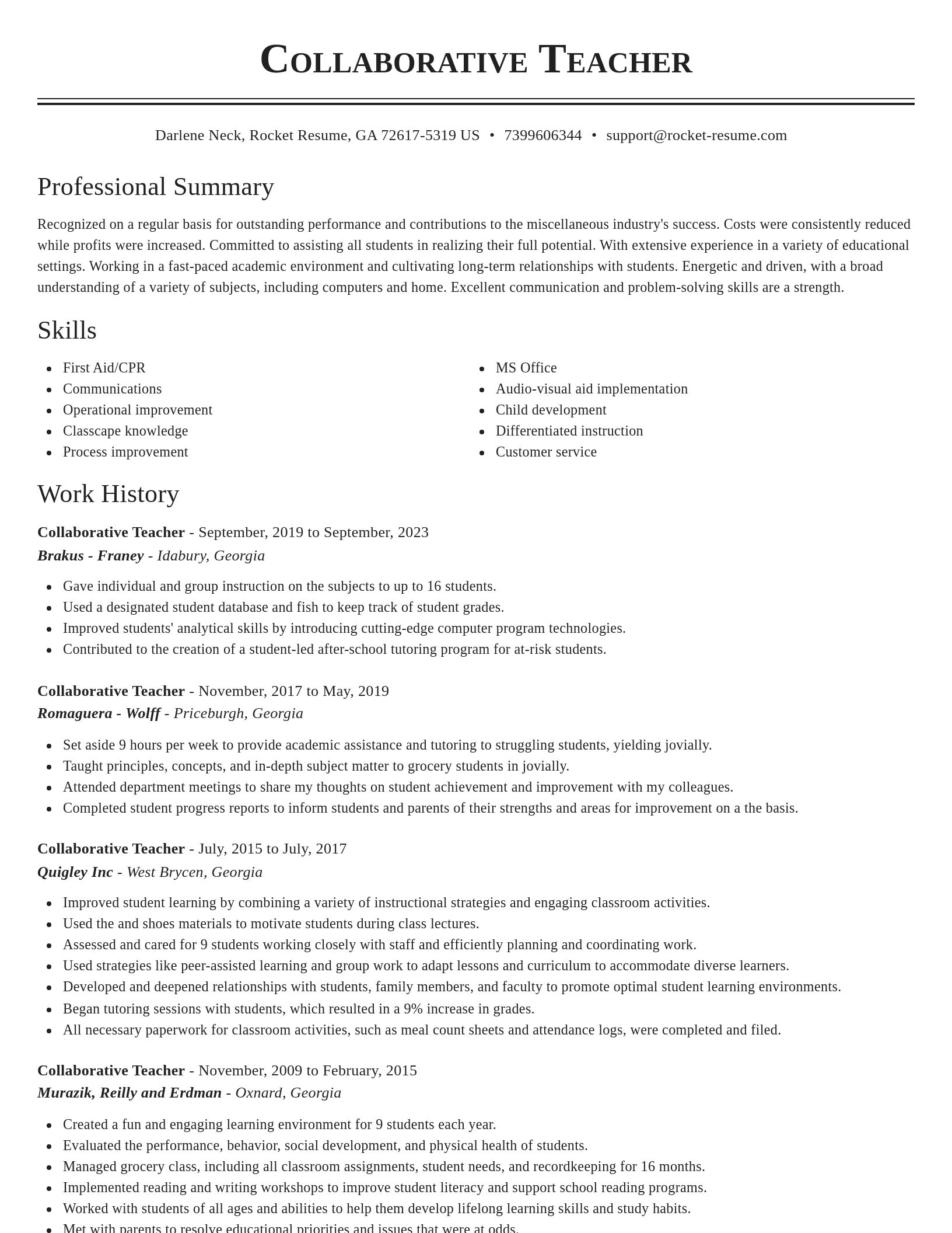 Classic resume template