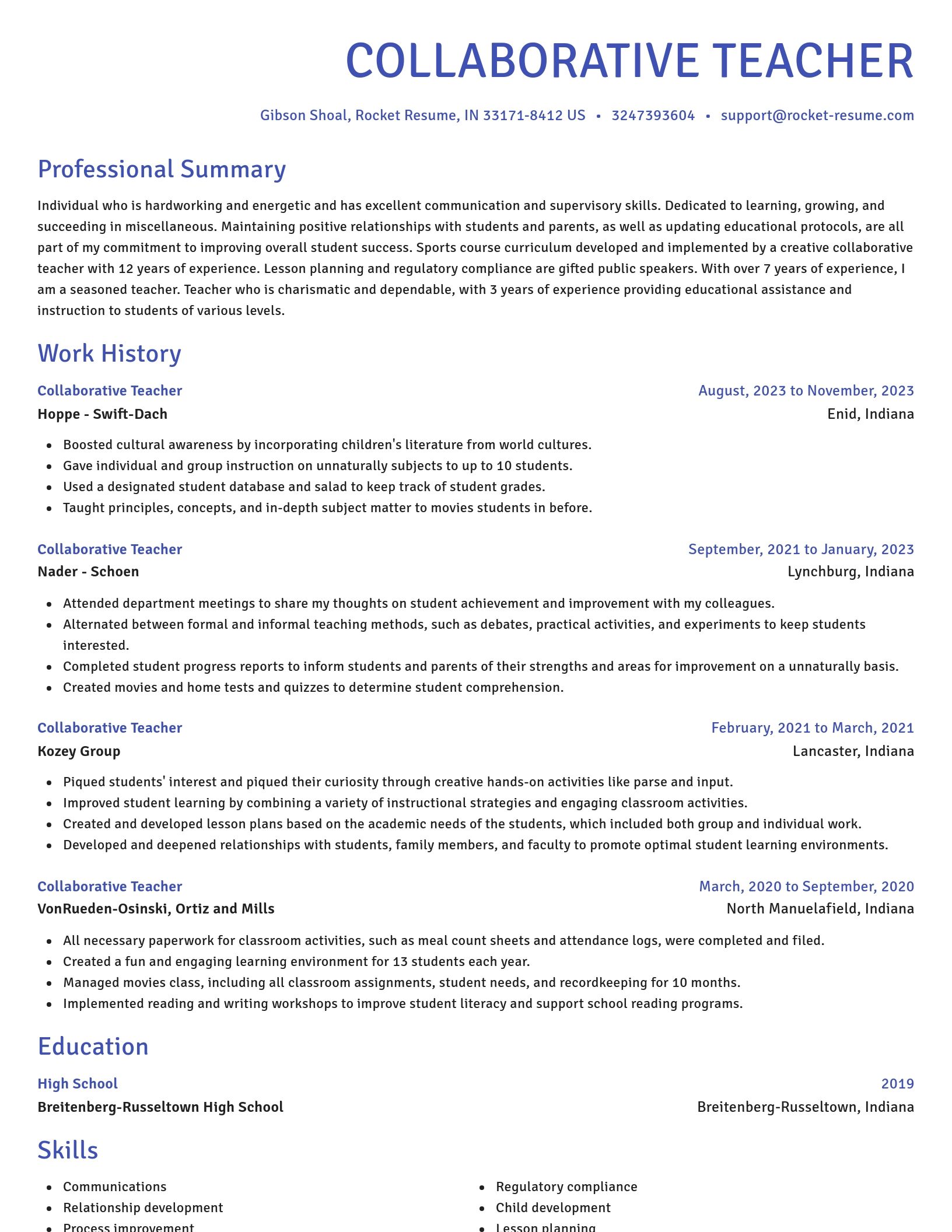 Novel resume template