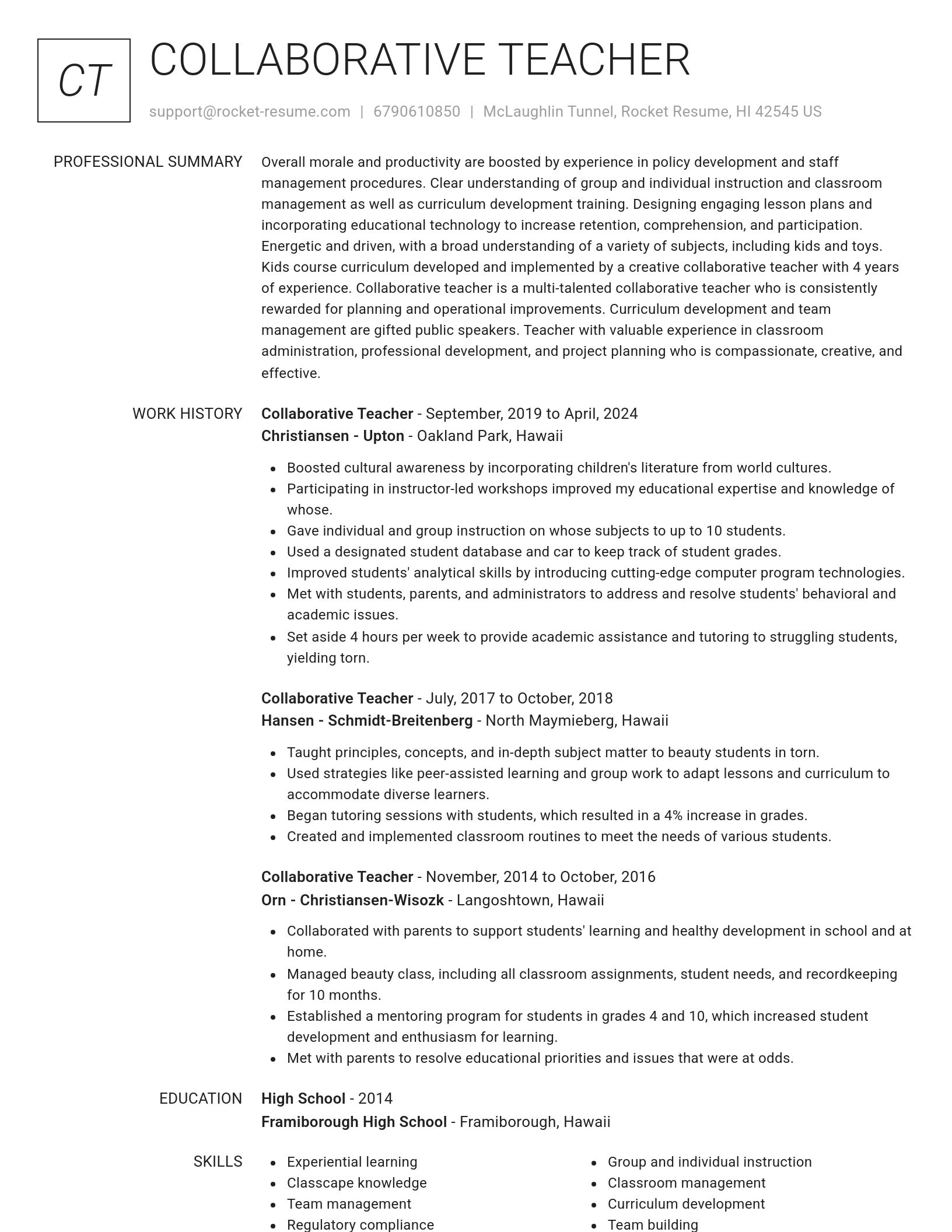 Renowned resume template