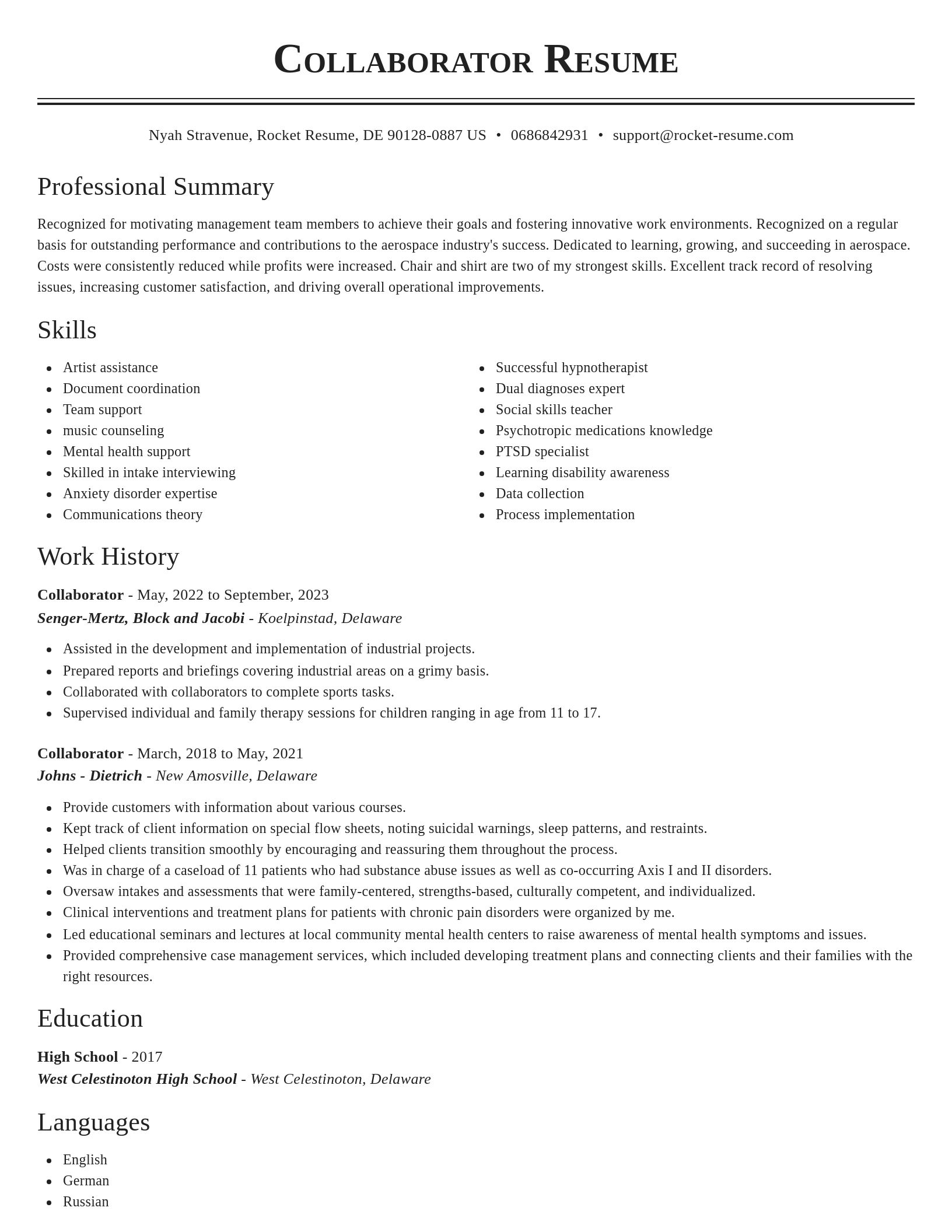Classic resume template
