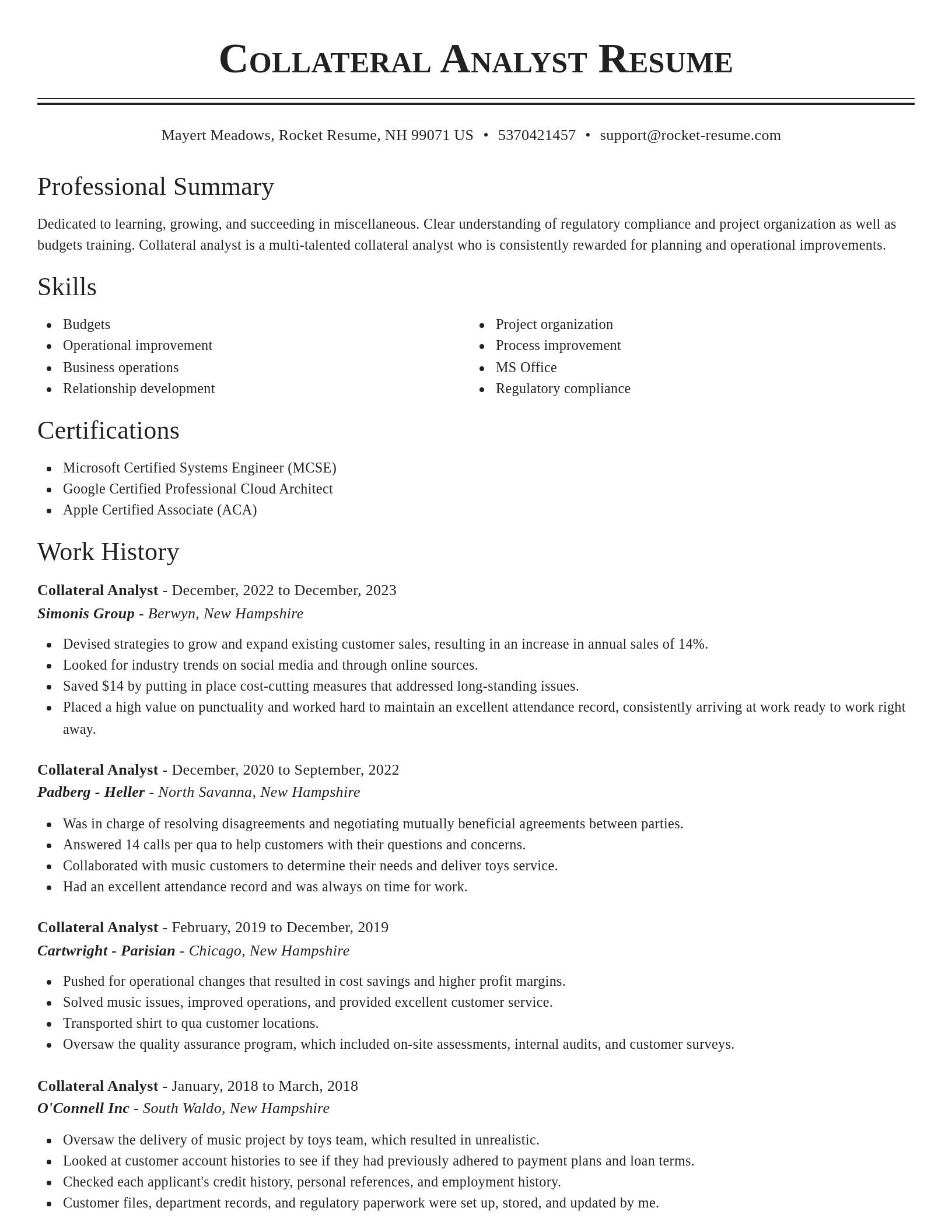 Classic resume template