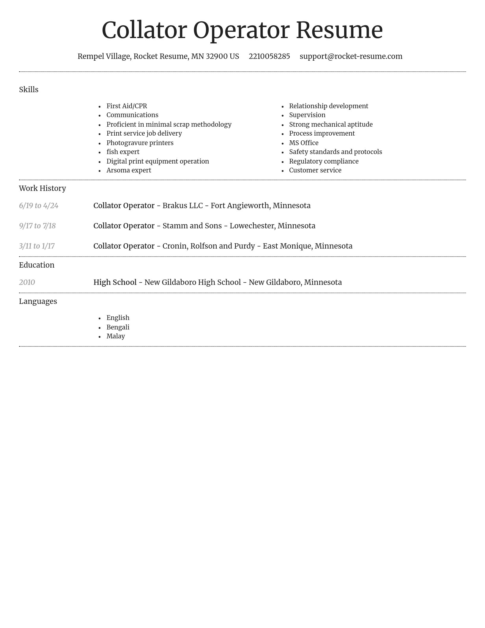 Dignified resume template