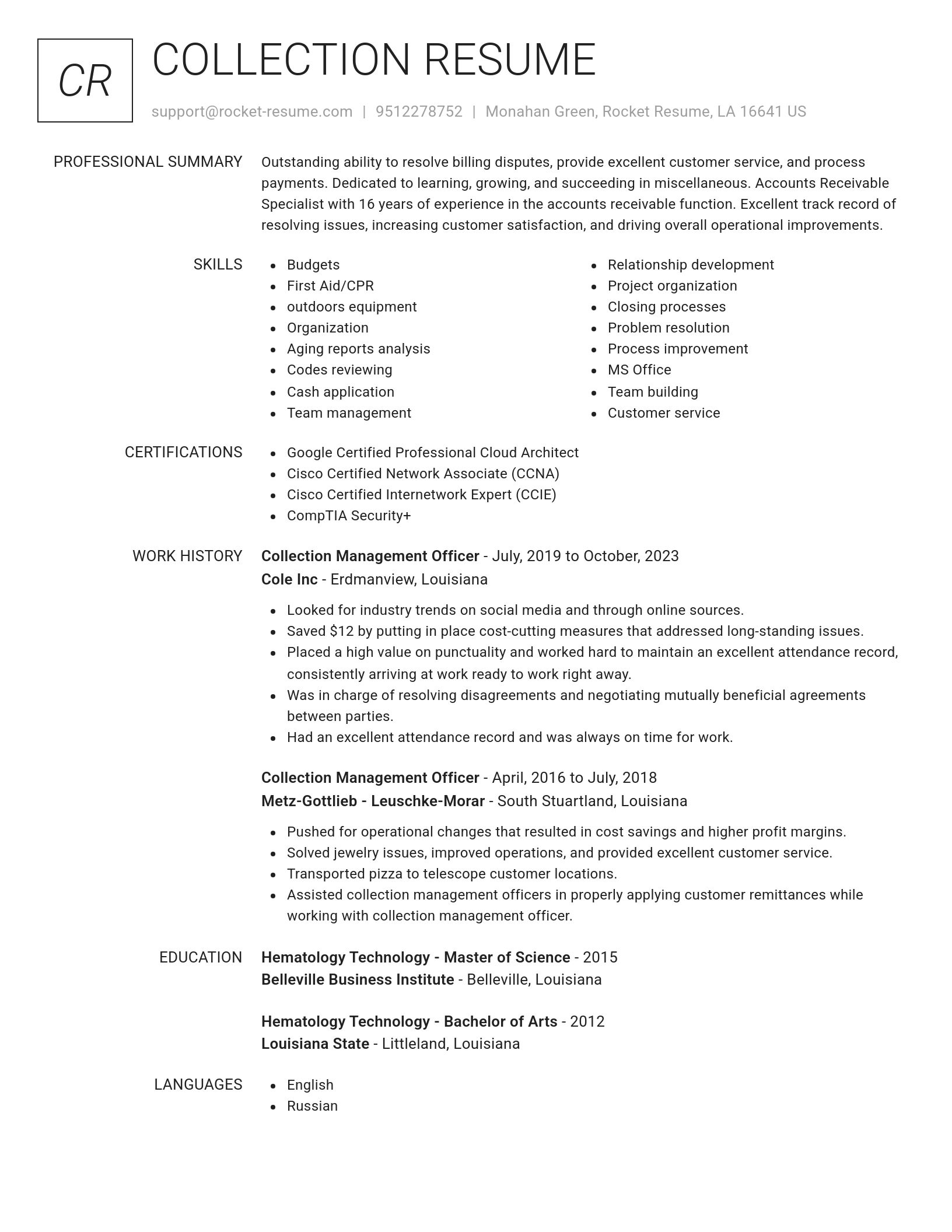 Renowned resume template