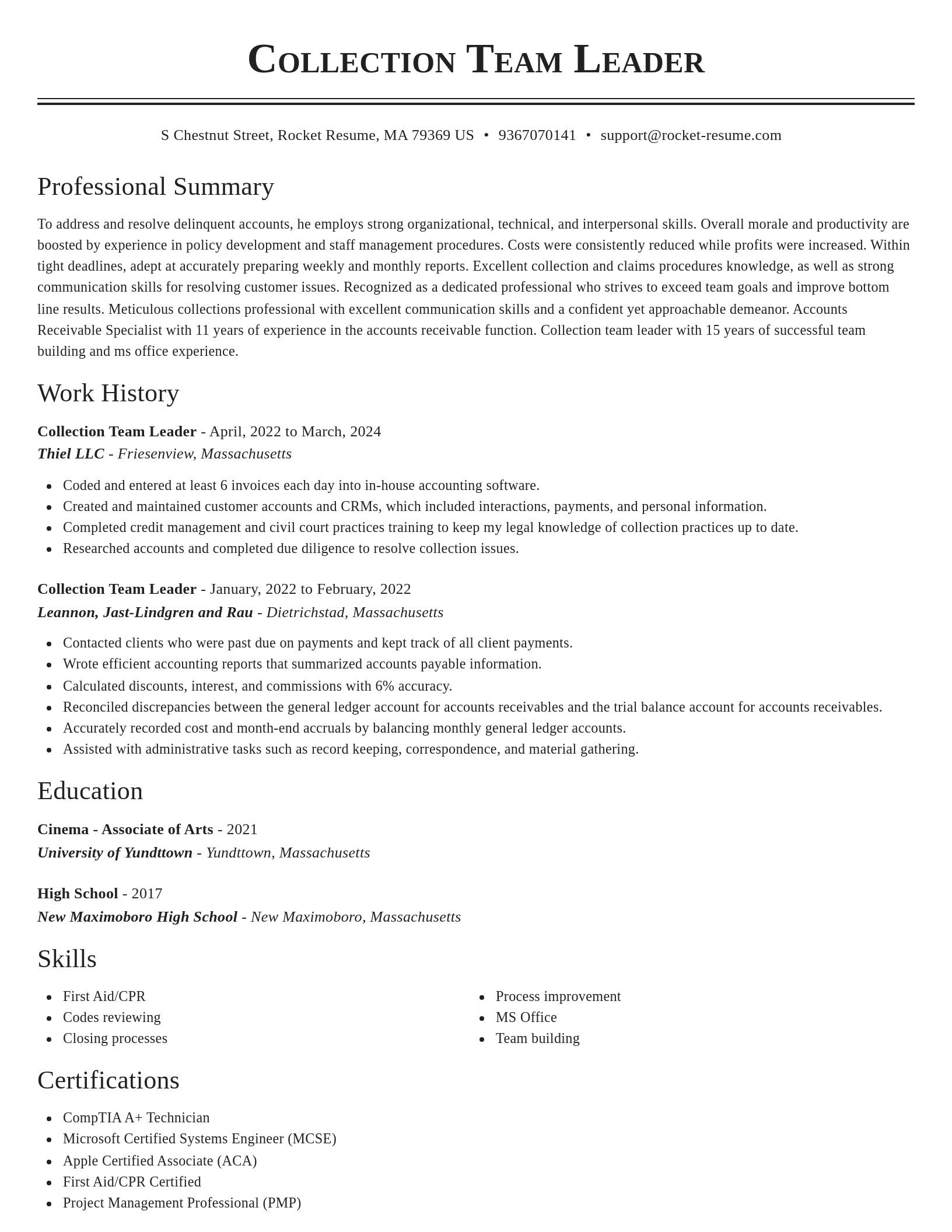 Classic resume template