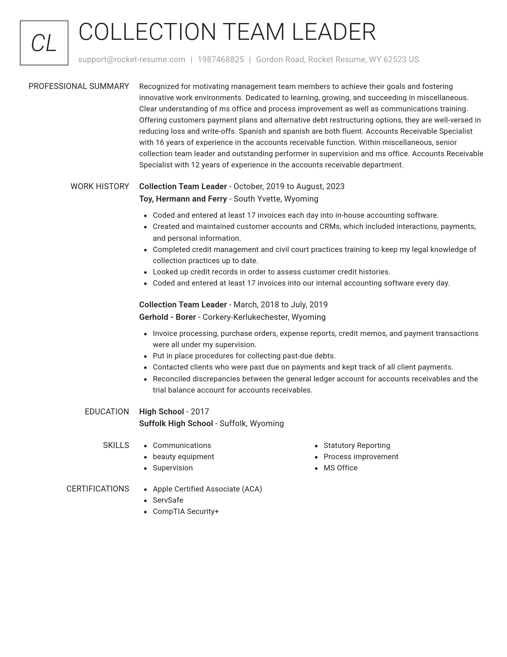 Renowned resume template