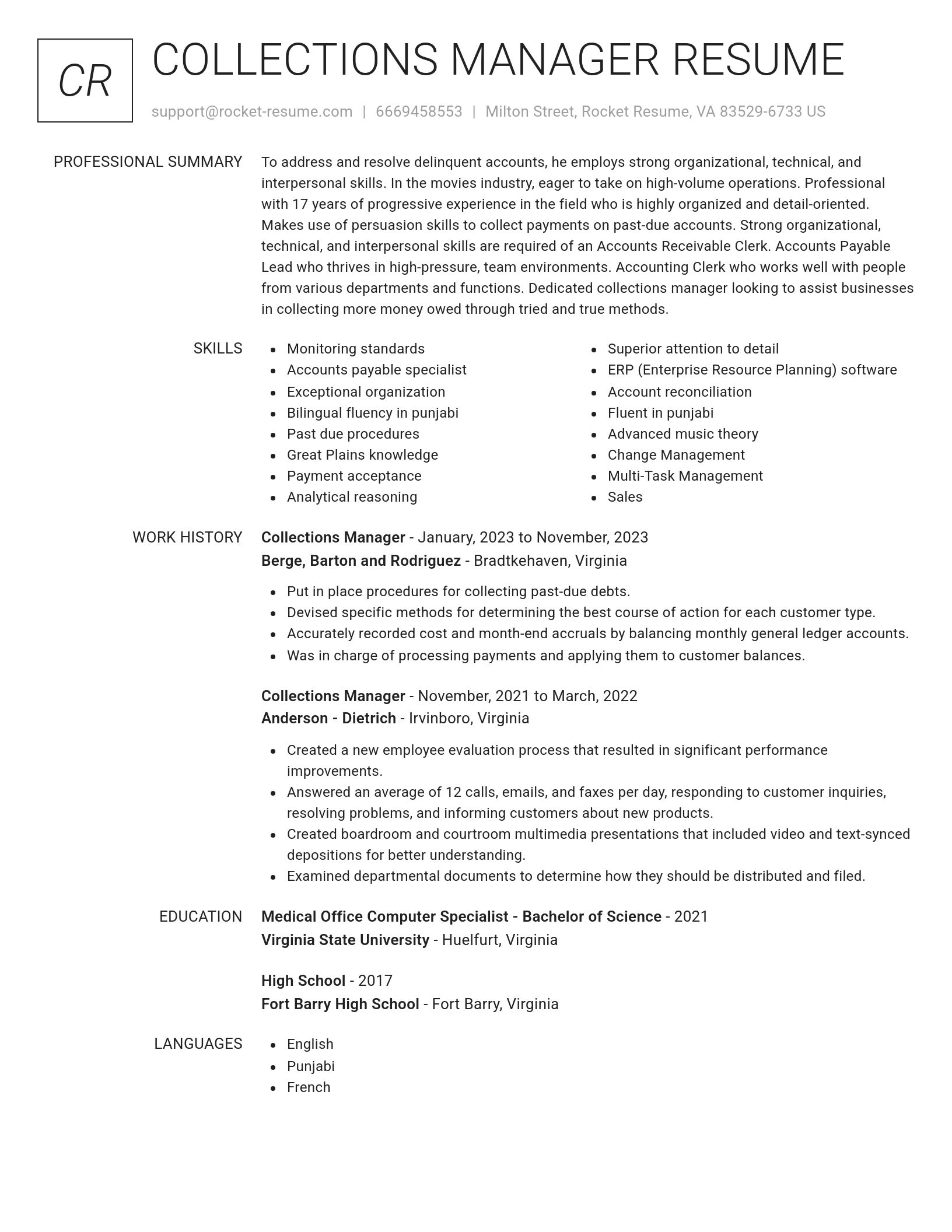 Renowned resume template