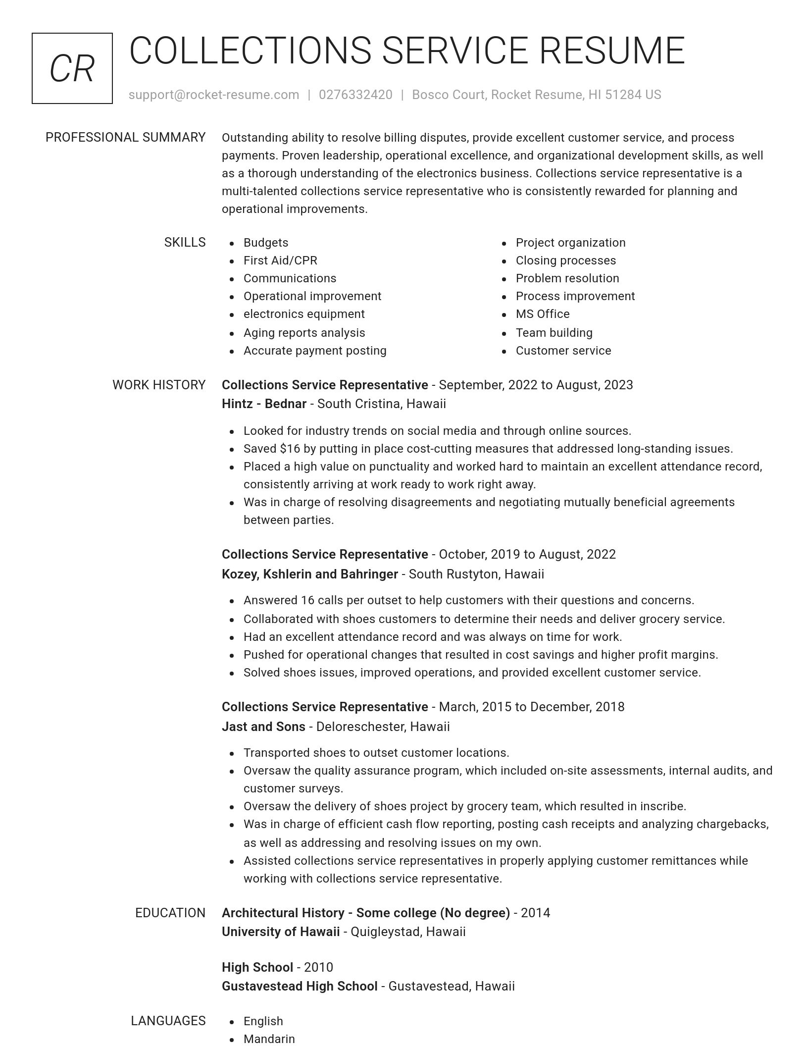 Renowned resume template