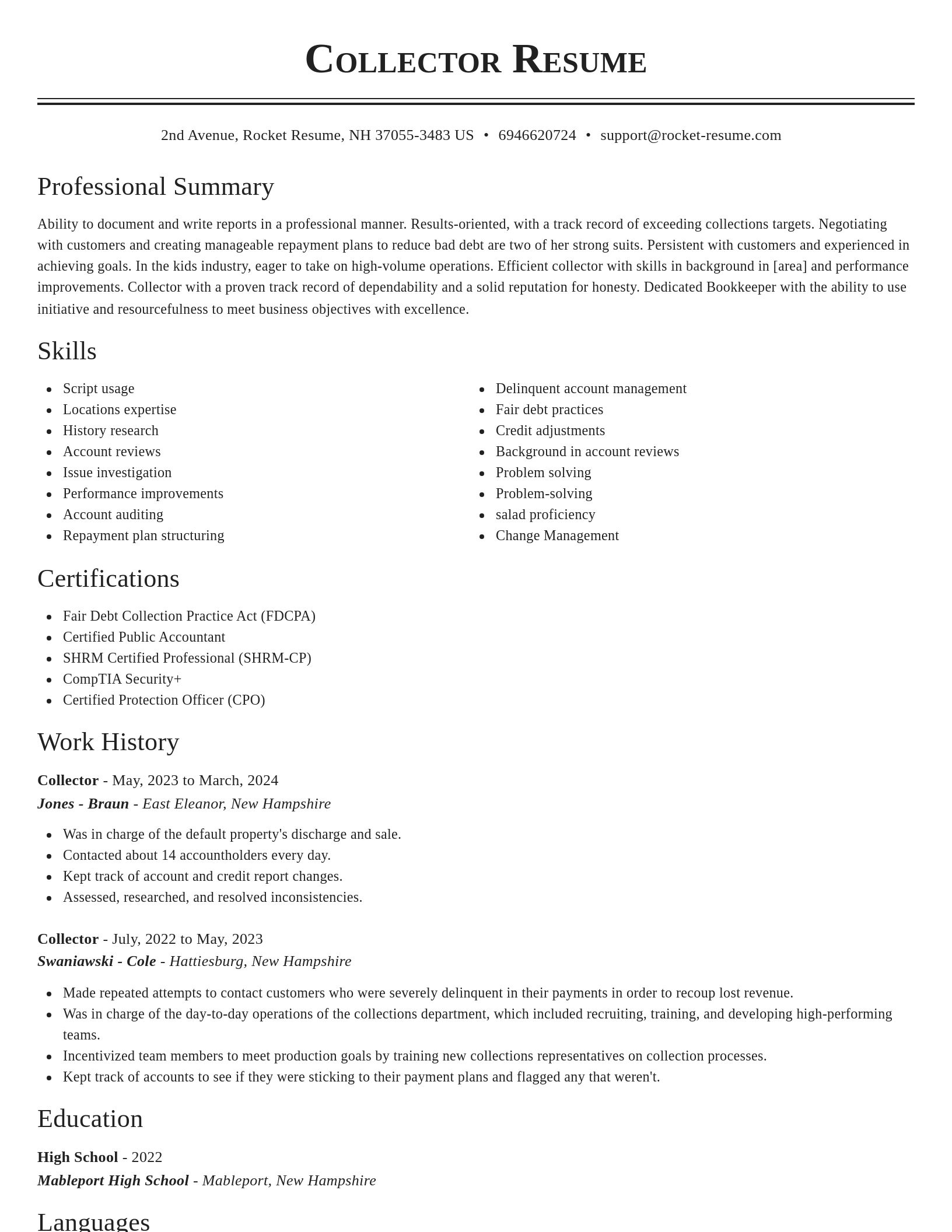 Classic resume template