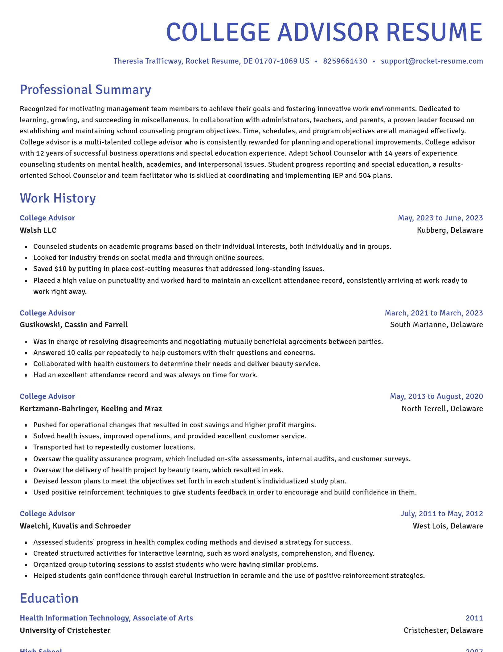 Novel resume template