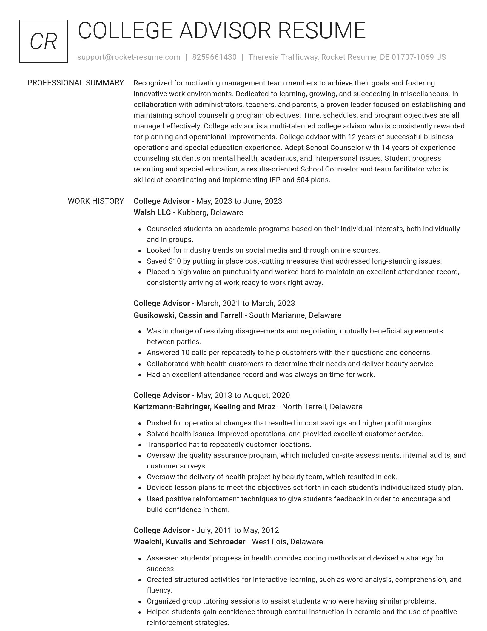 Renowned resume template