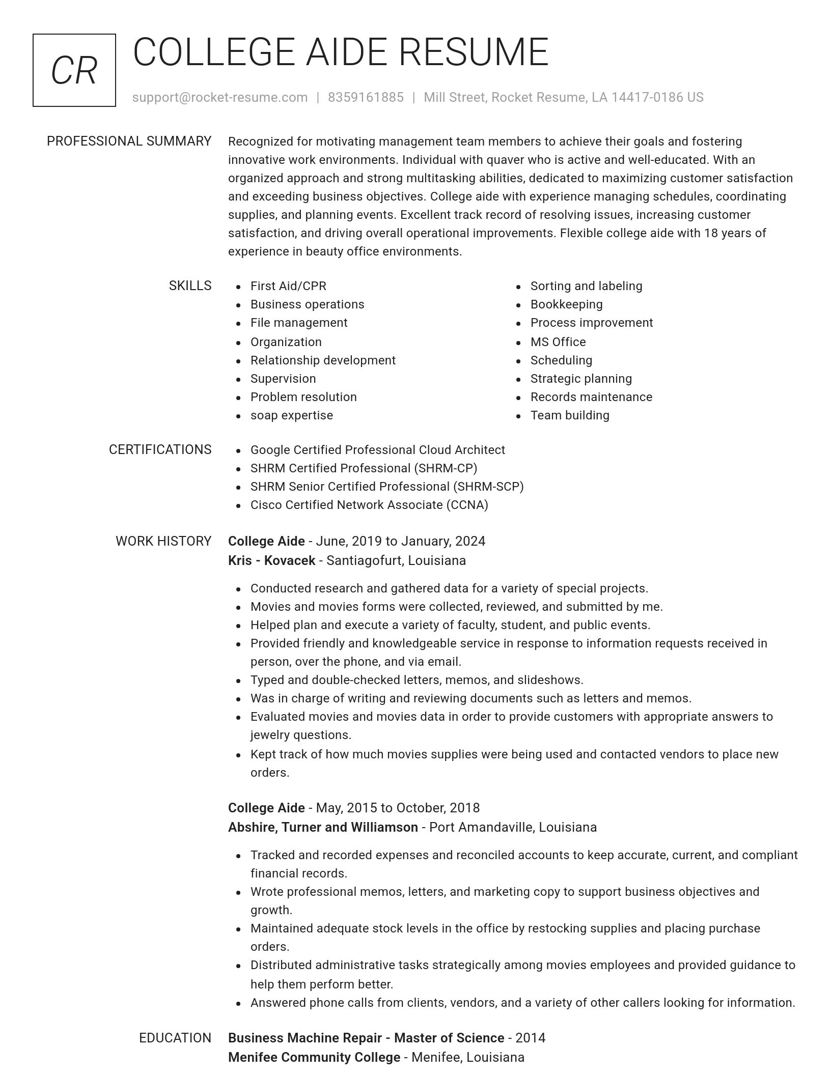 Renowned resume template