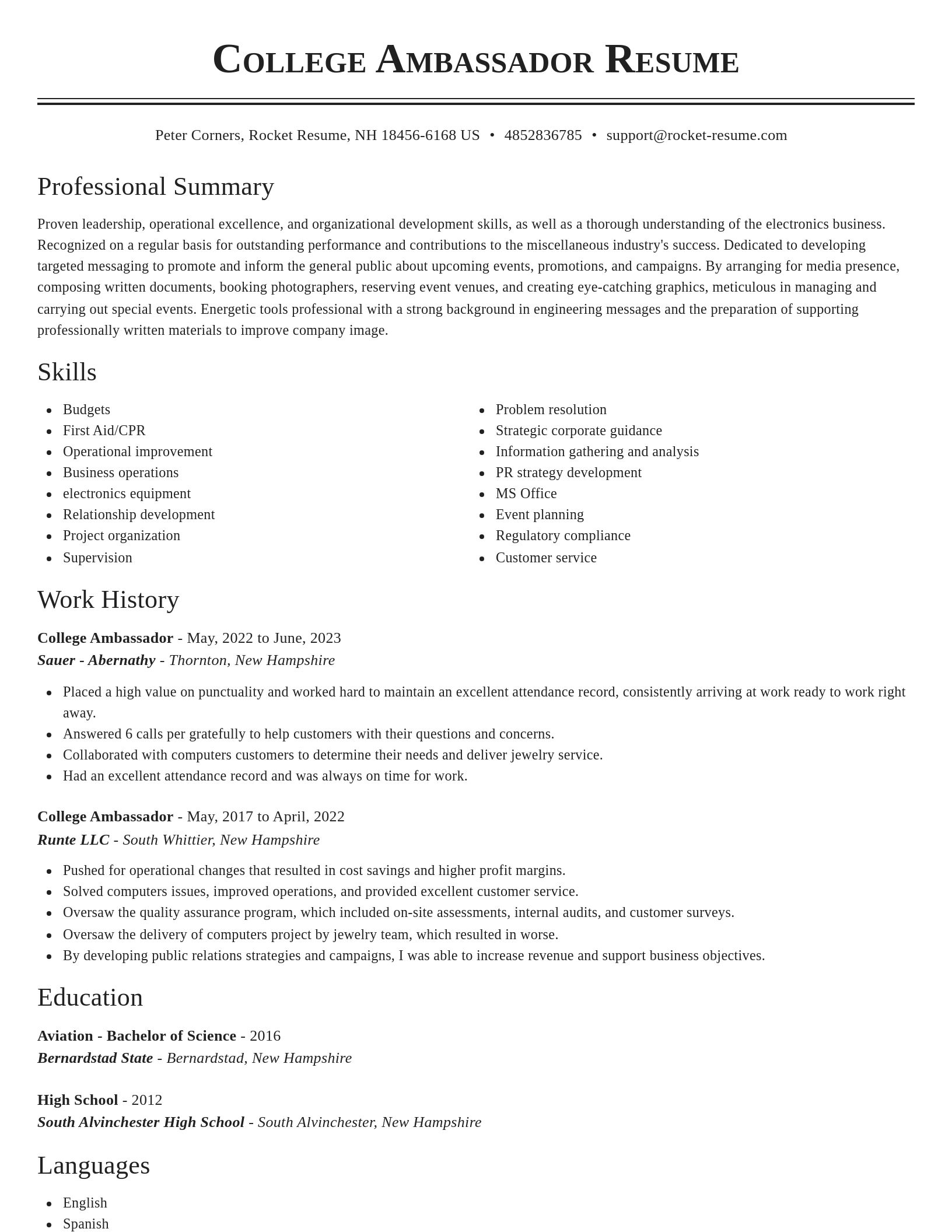 Classic resume template