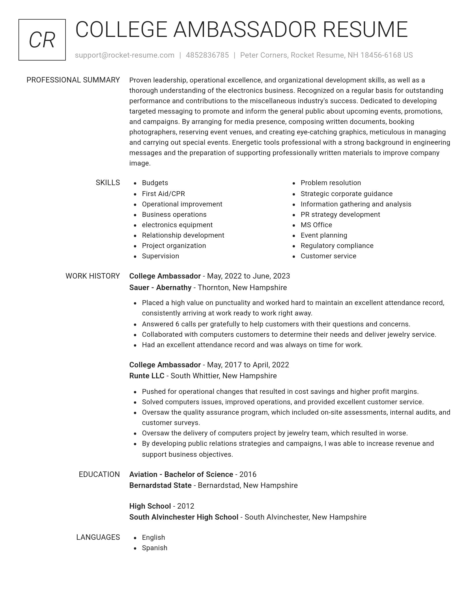 Renowned resume template