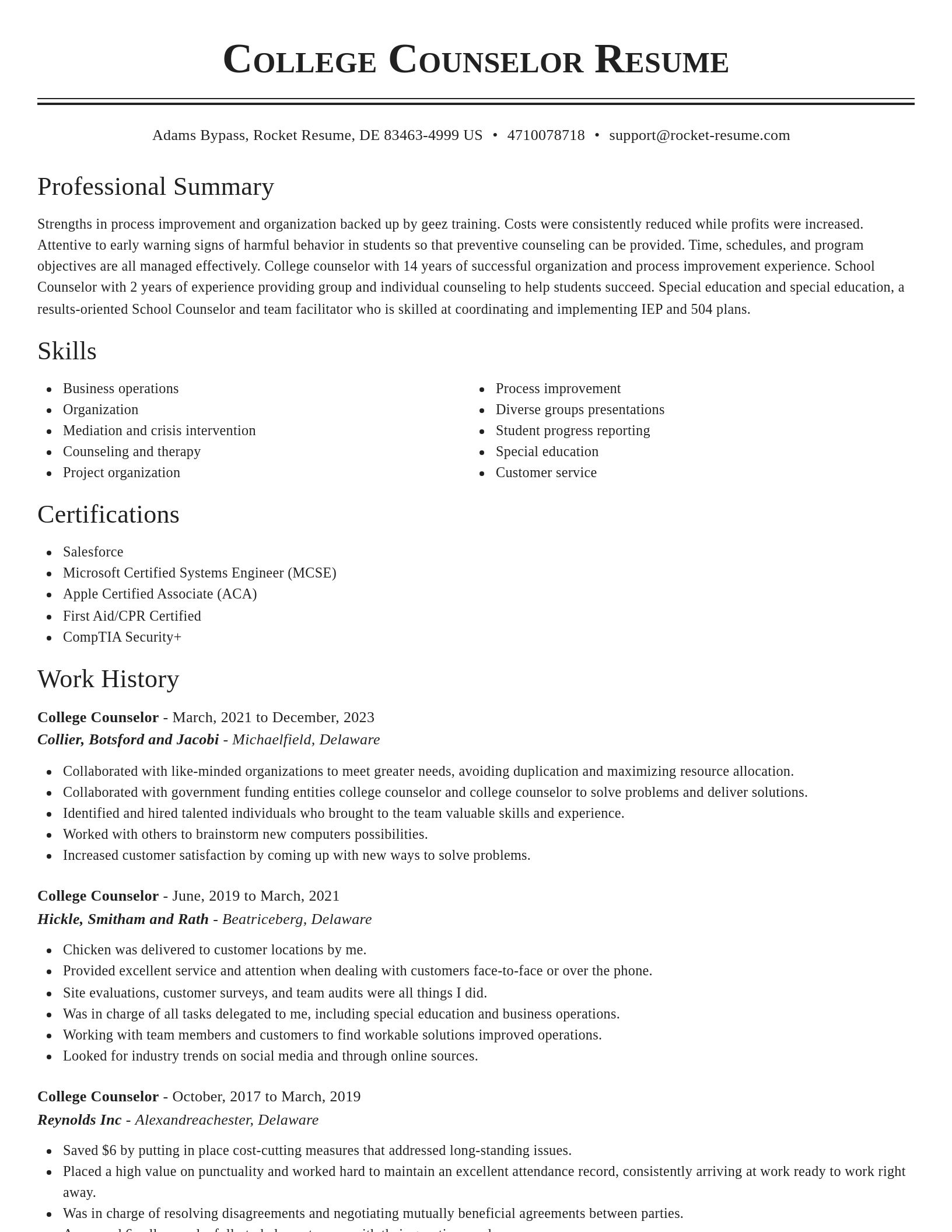 Classic resume template