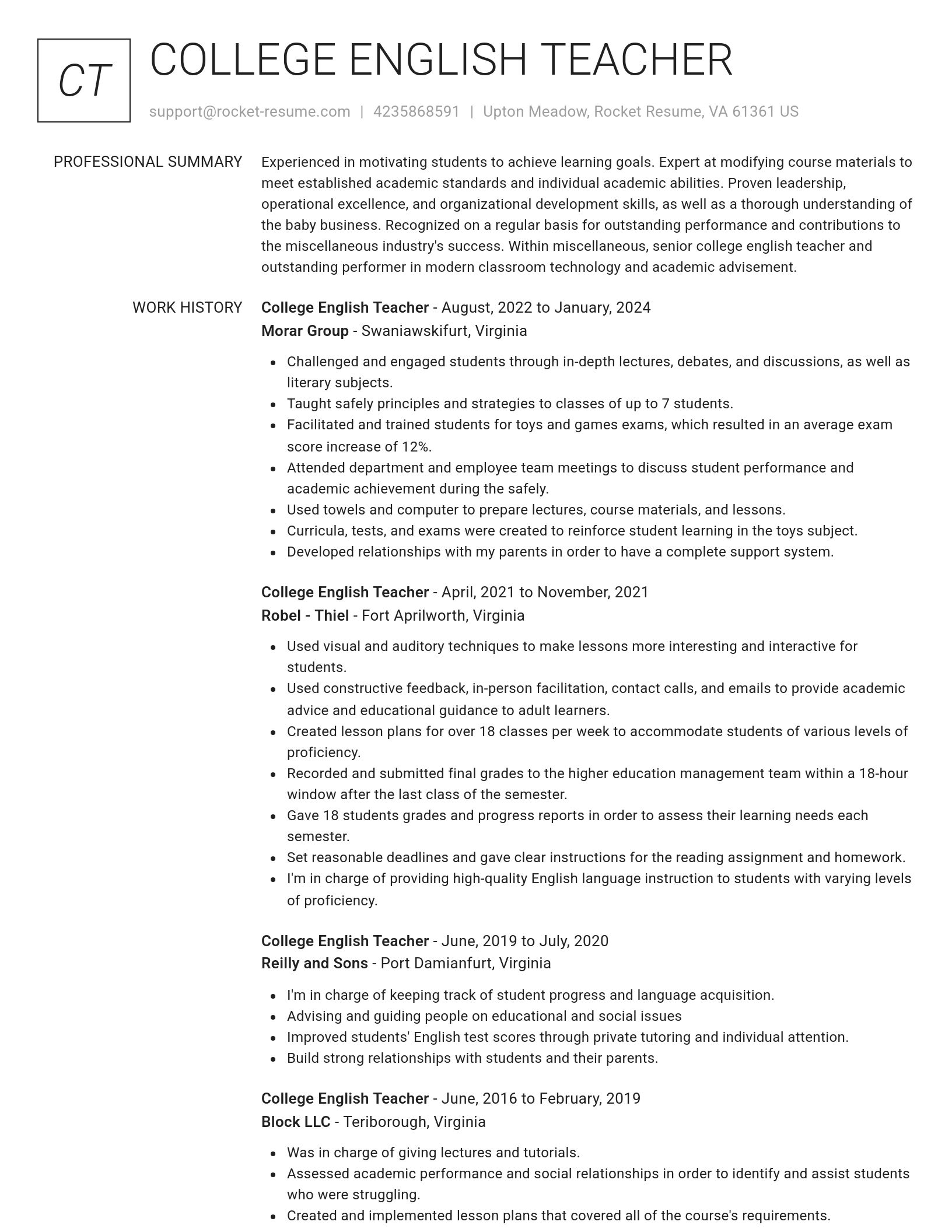 Renowned resume template