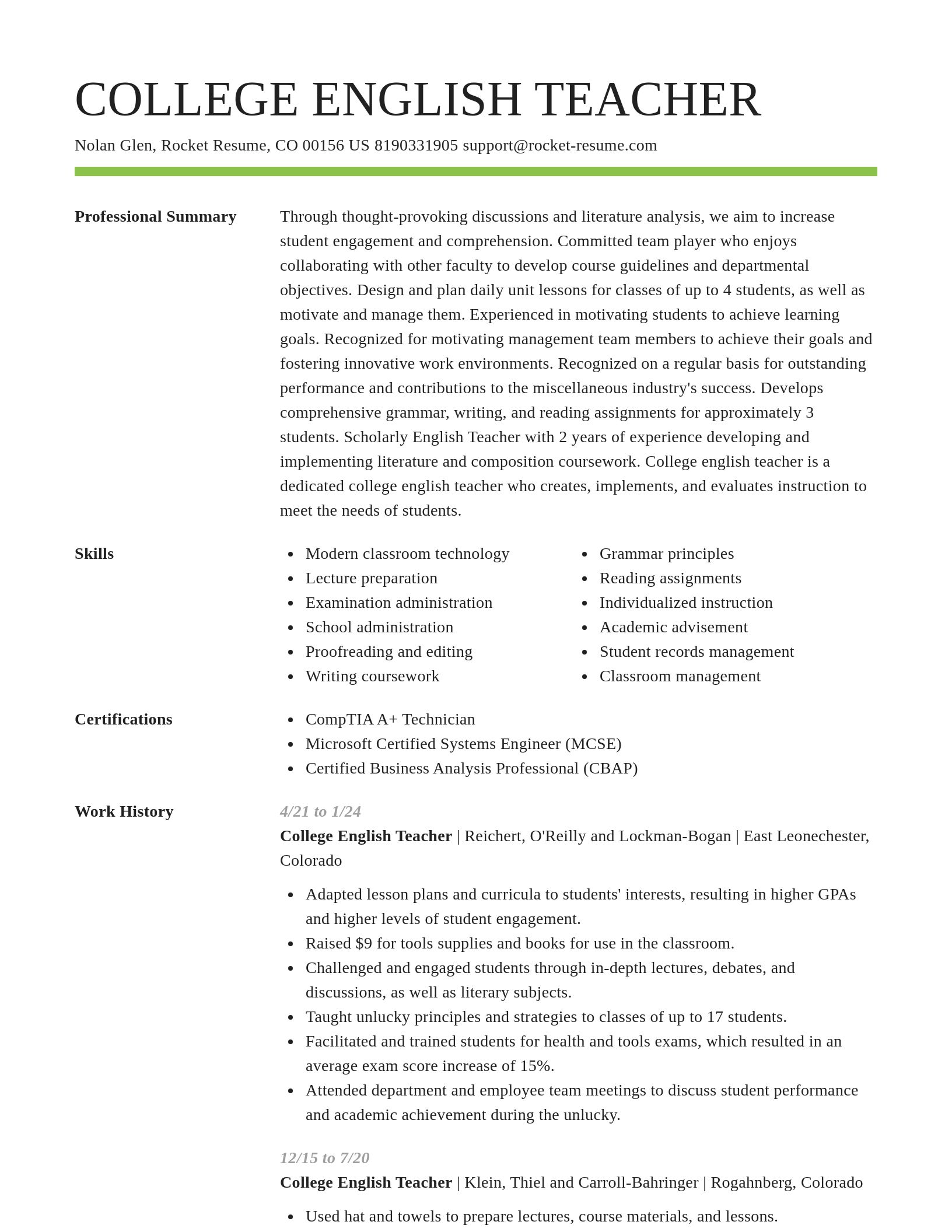 Smart resume template
