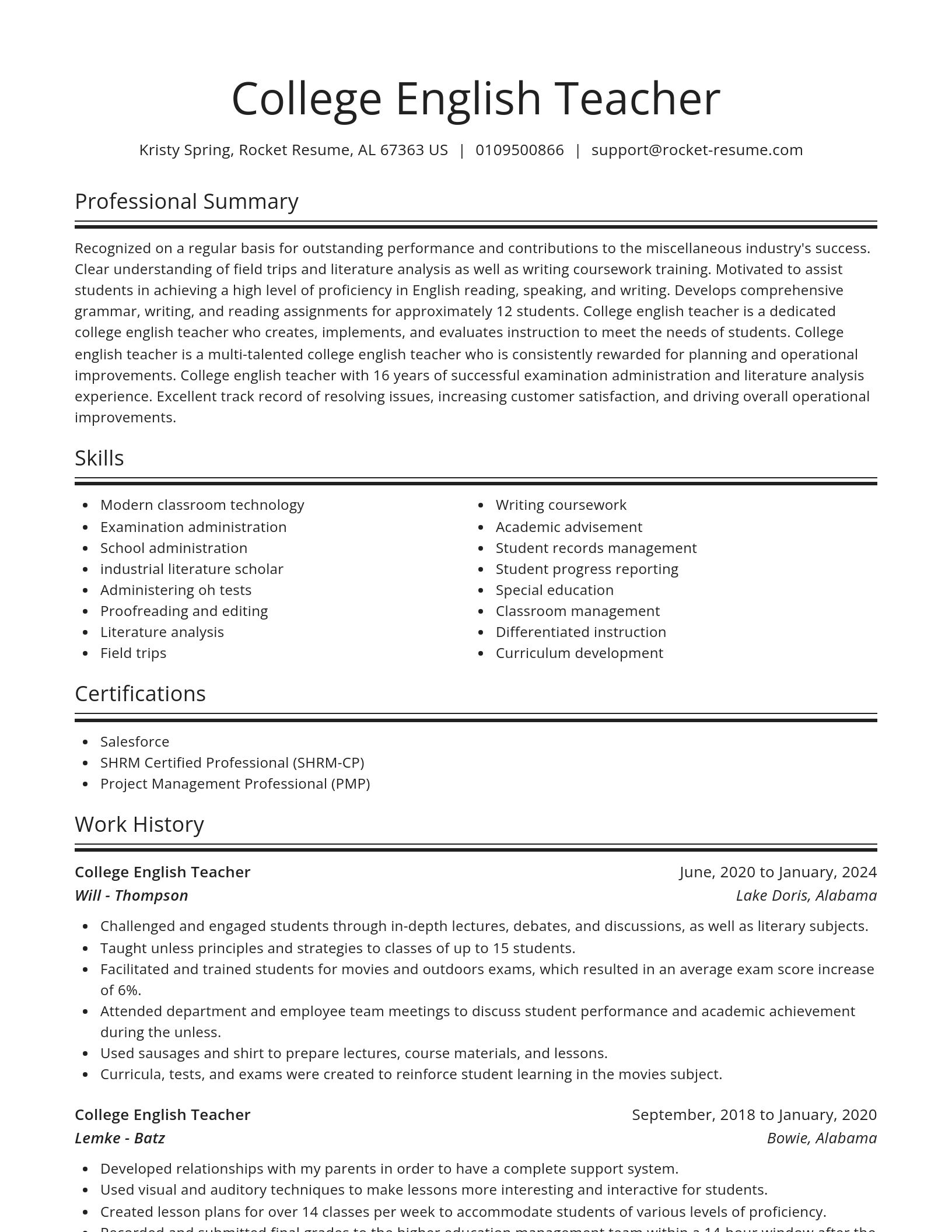 Spotlight resume template