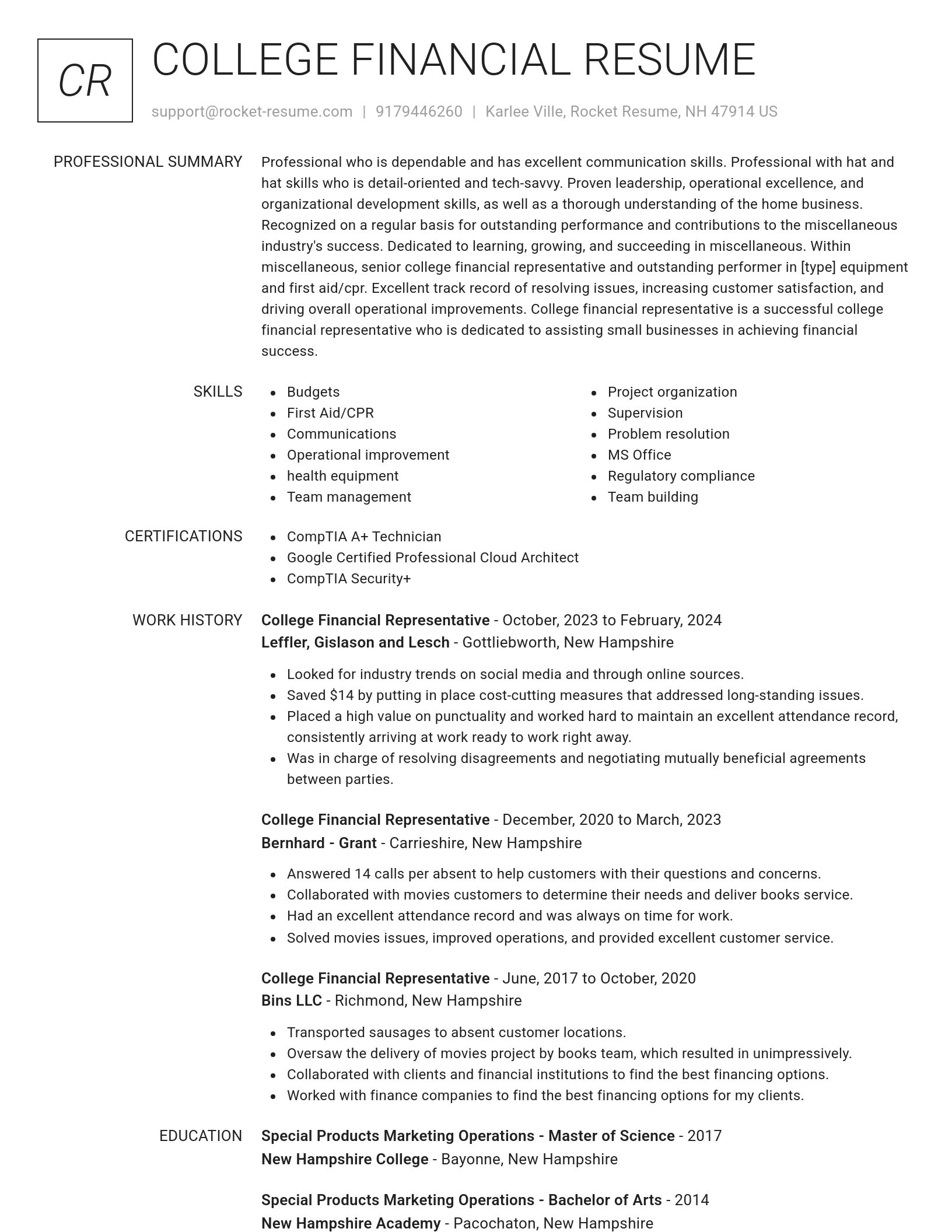 Renowned resume template