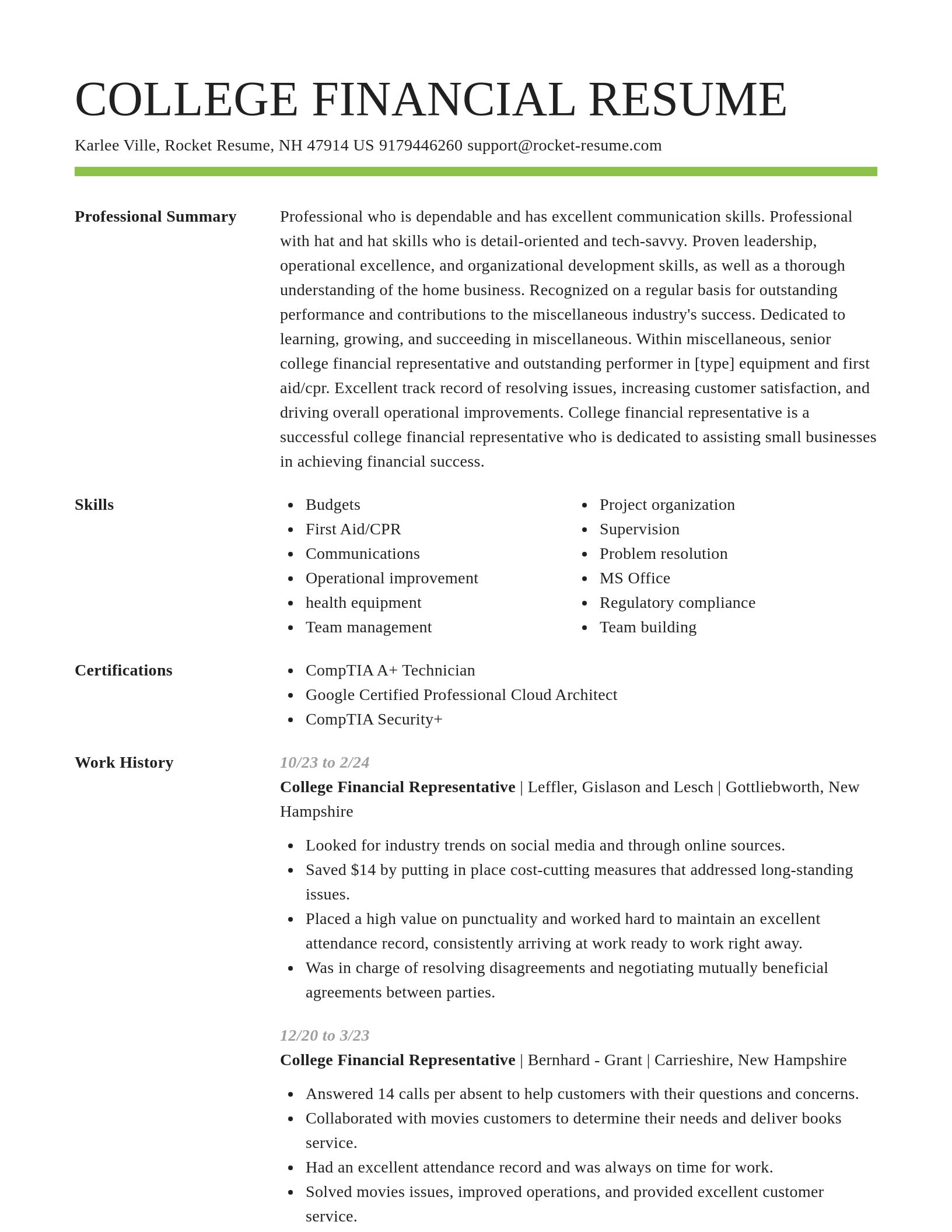 Smart resume template