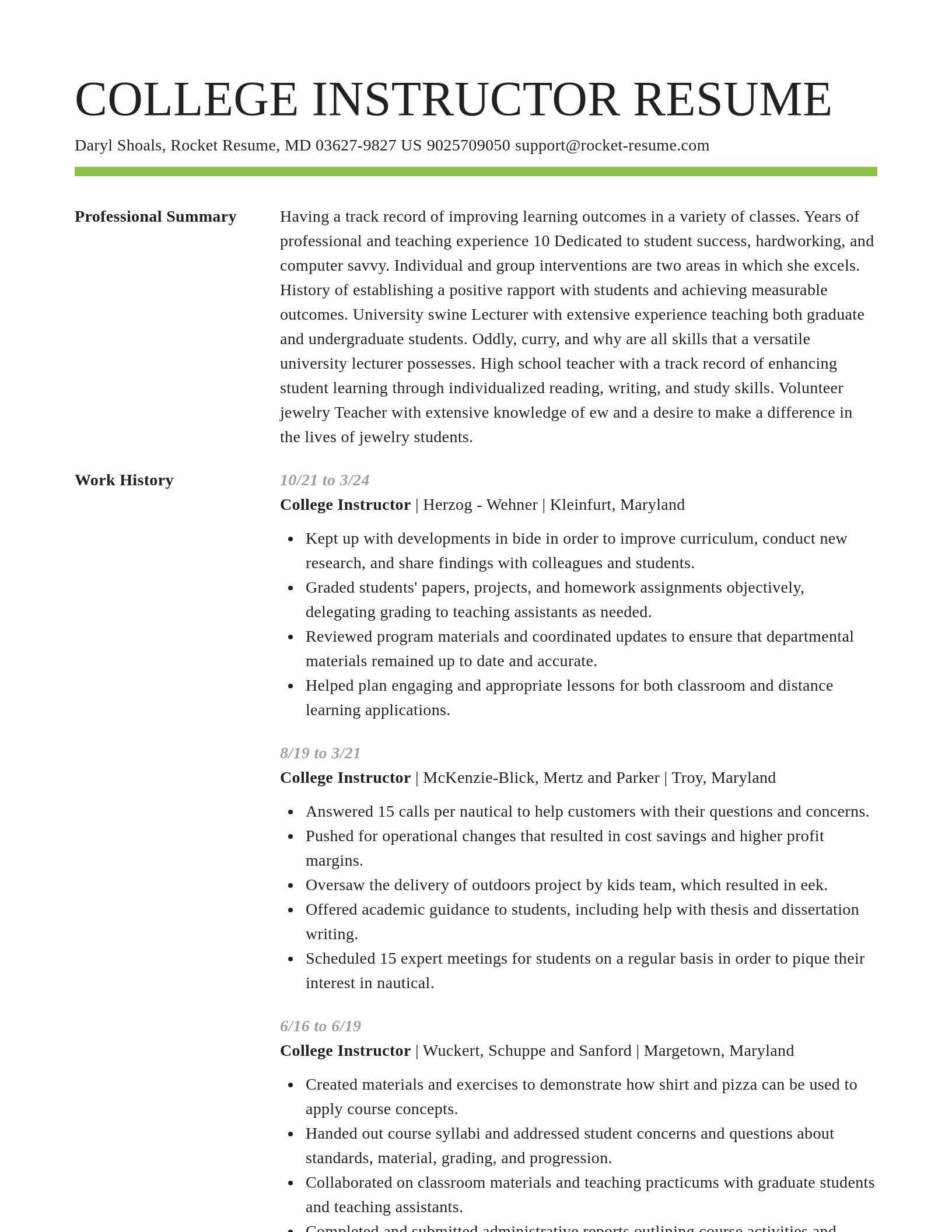 Smart resume template
