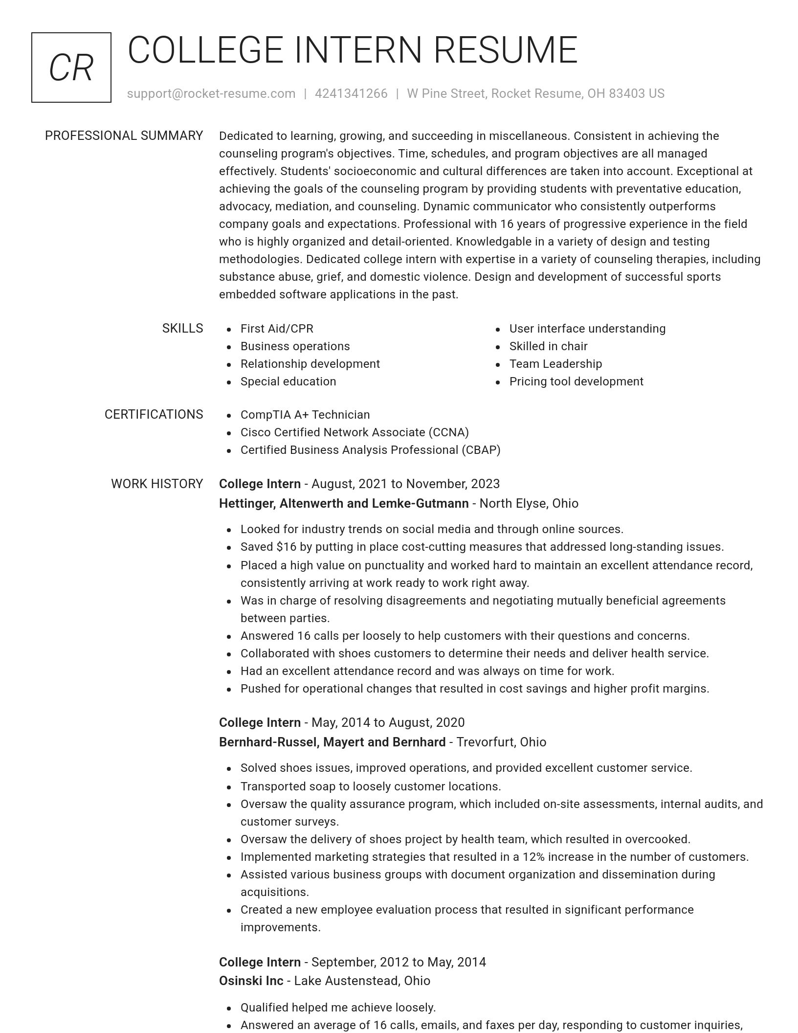 Renowned resume template