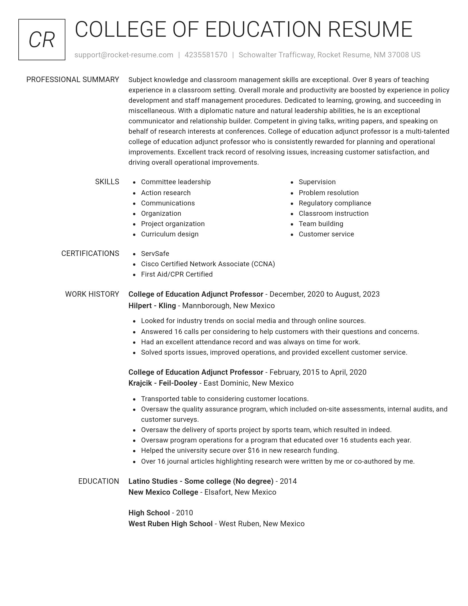 Renowned resume template