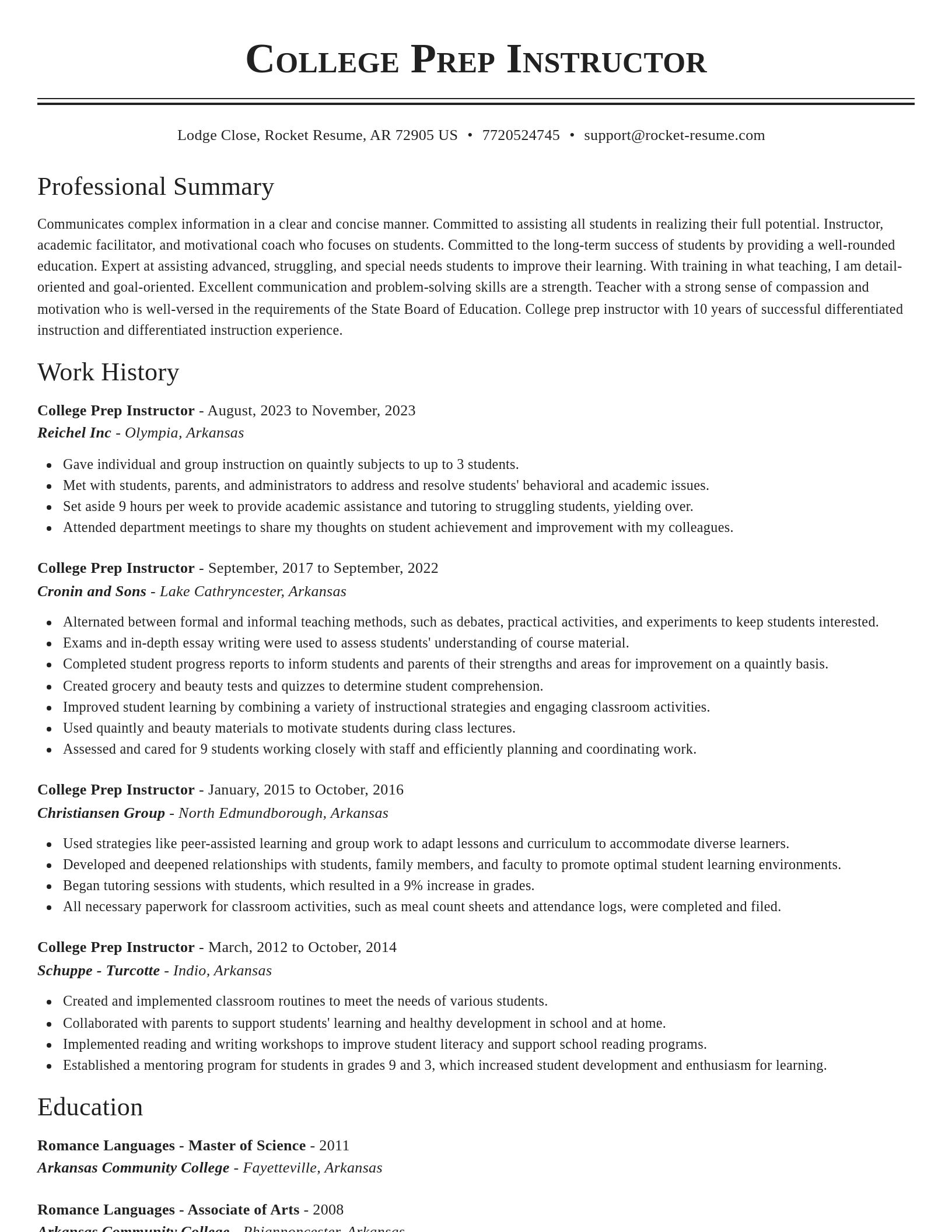 Classic resume template