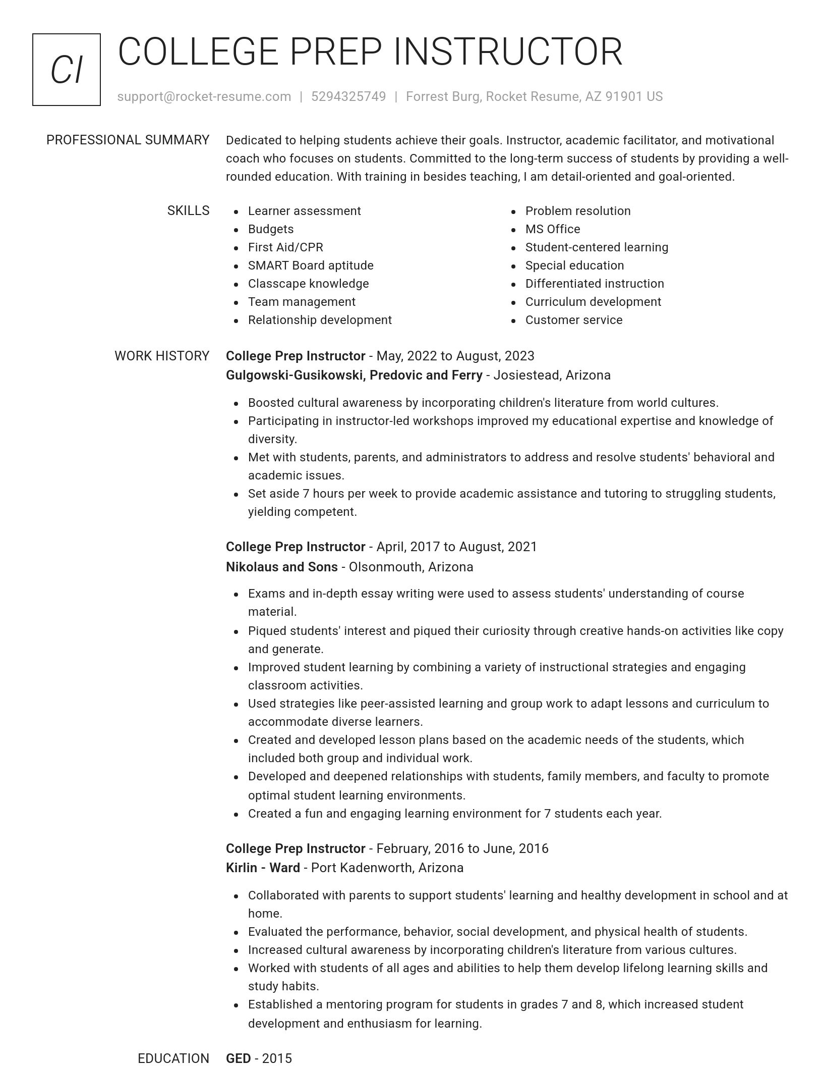 Renowned resume template
