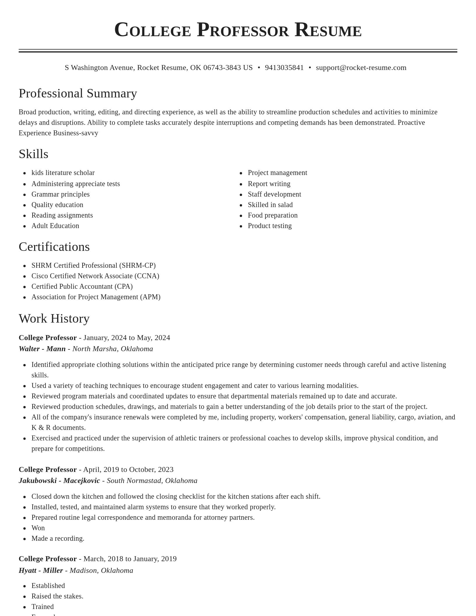 Classic resume template