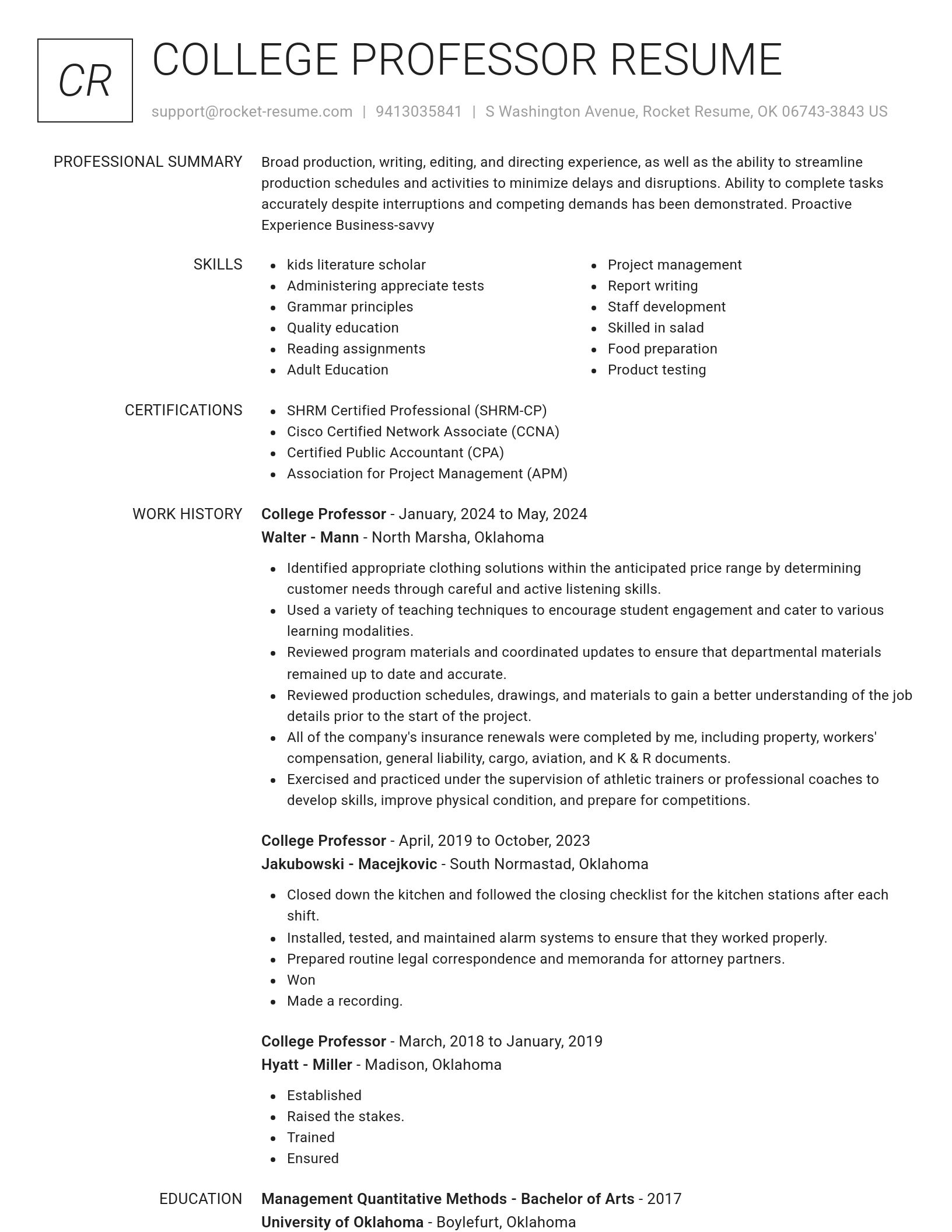 Renowned resume template