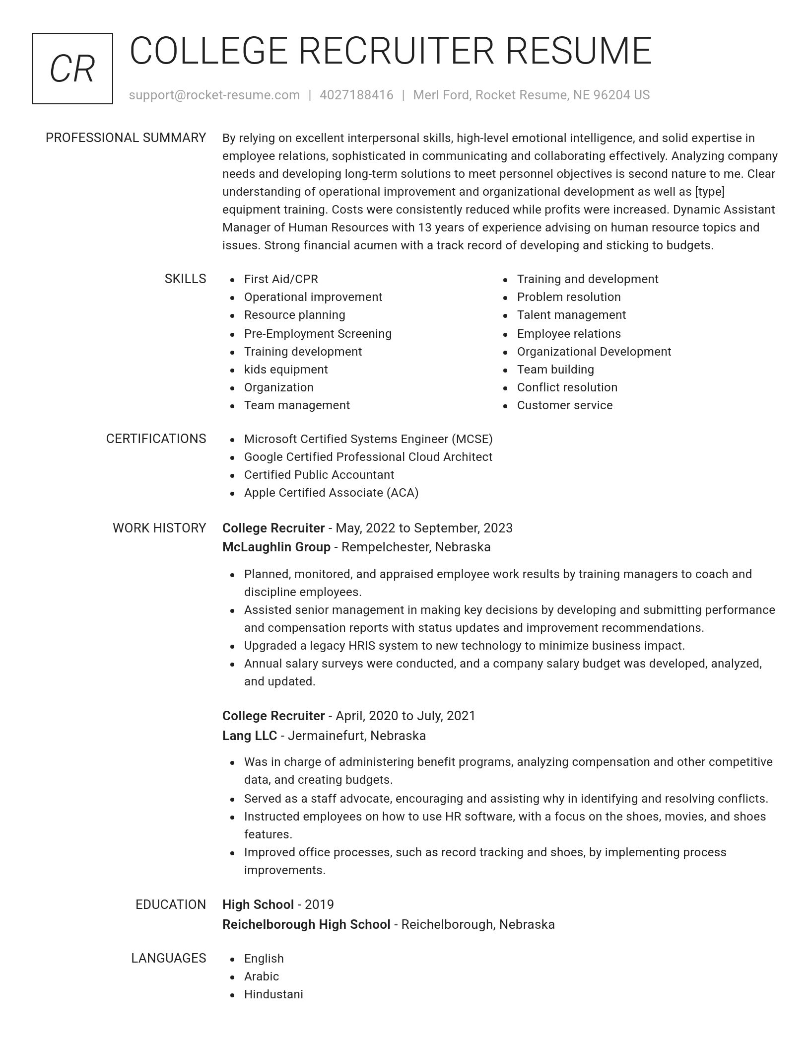 Renowned resume template