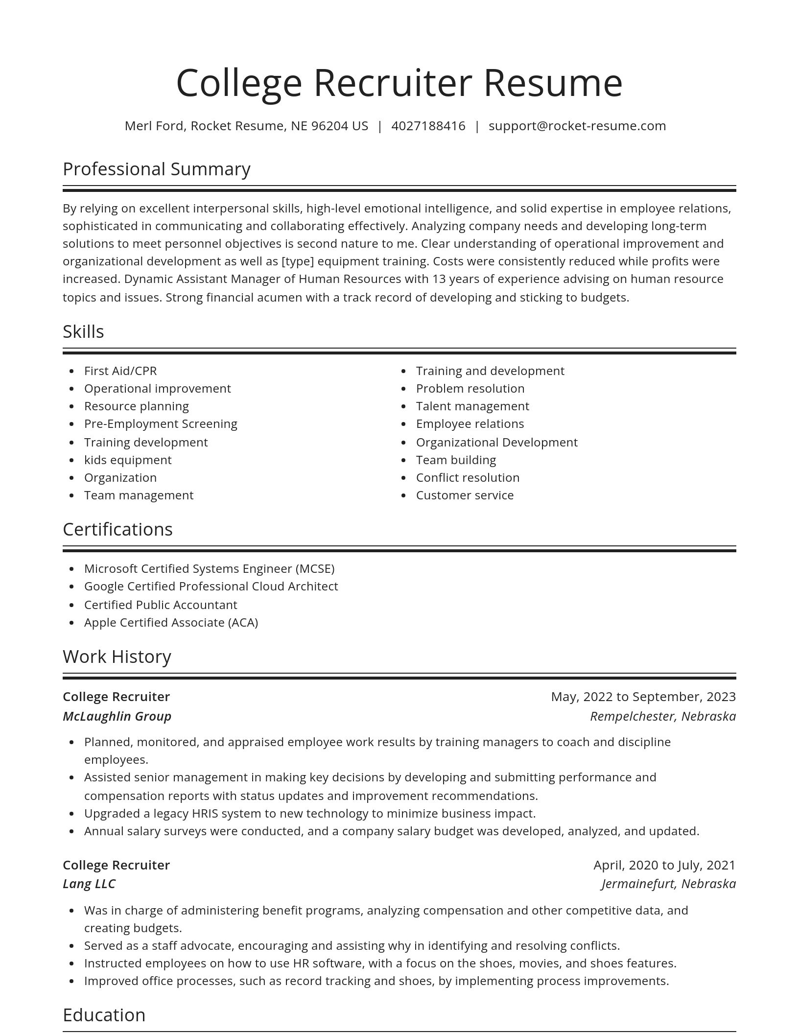 Spotlight resume template