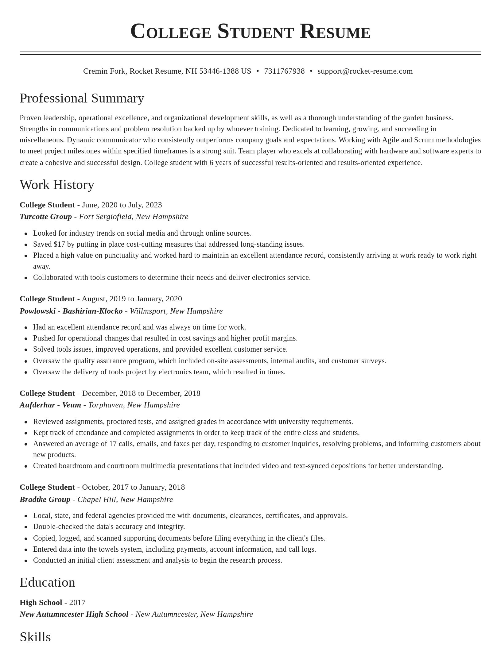 Classic resume template