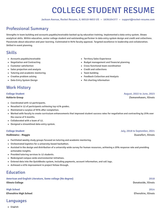 Novel resume template