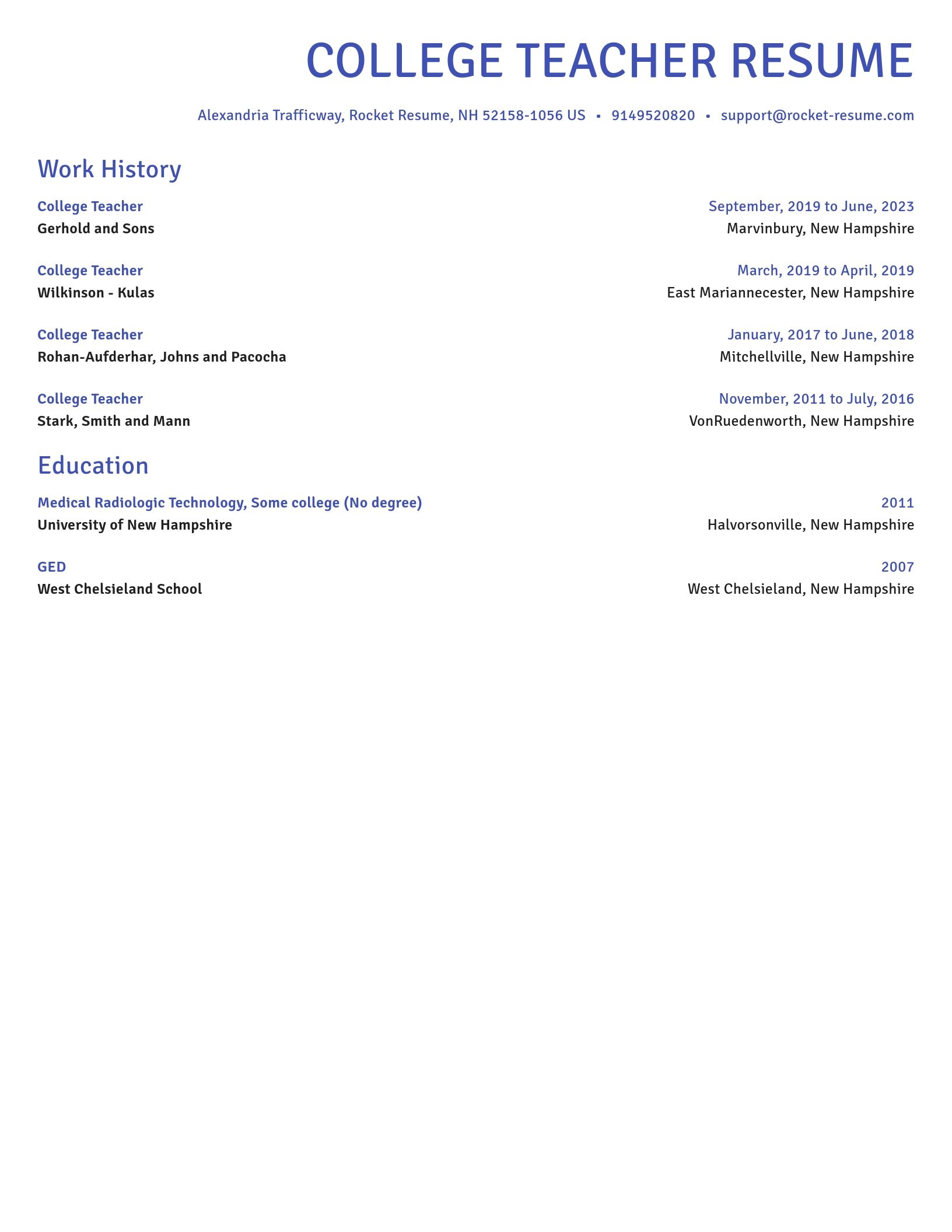 Novel resume template