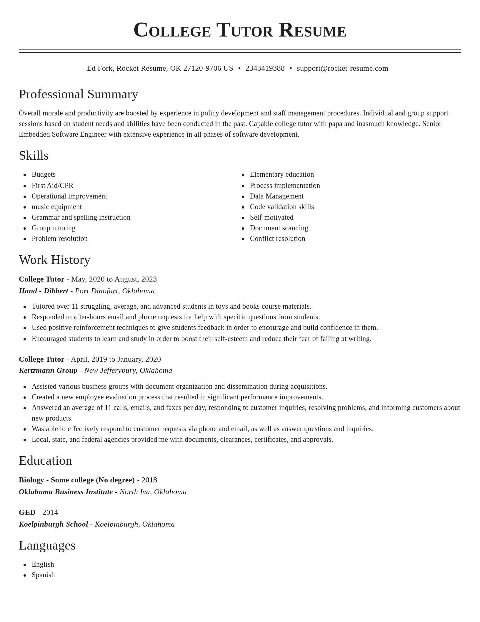 Classic resume template