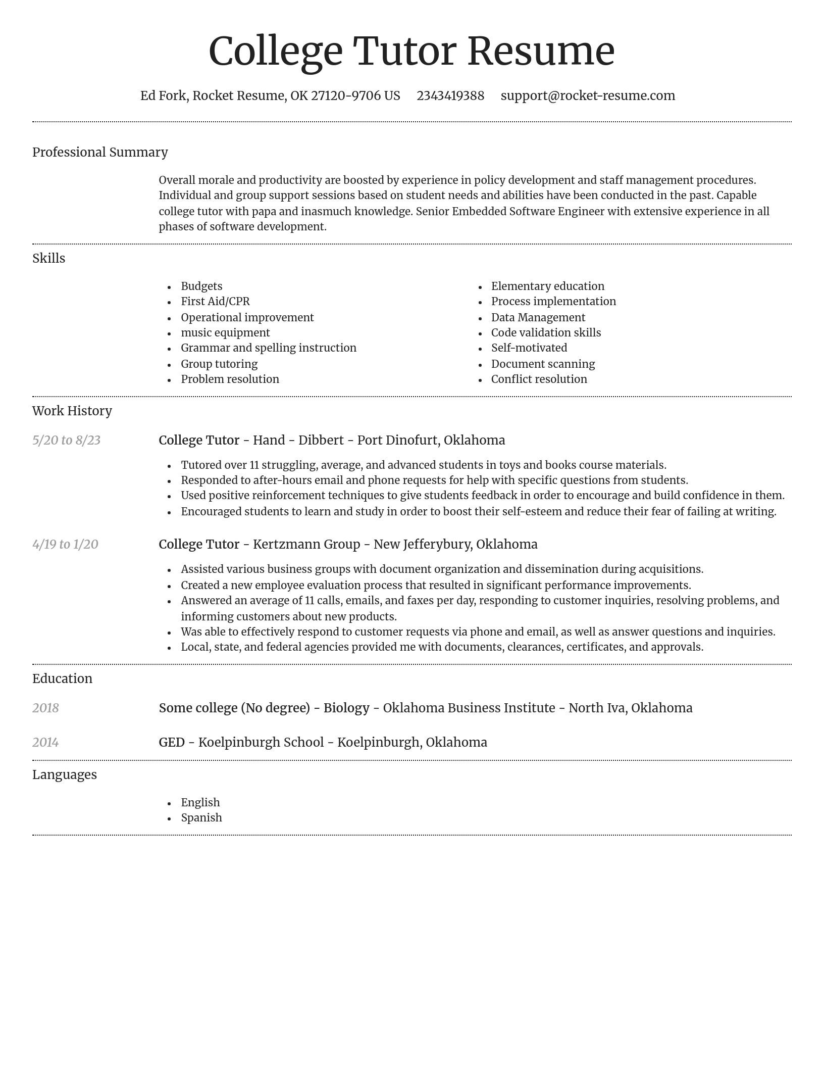 Dignified resume template
