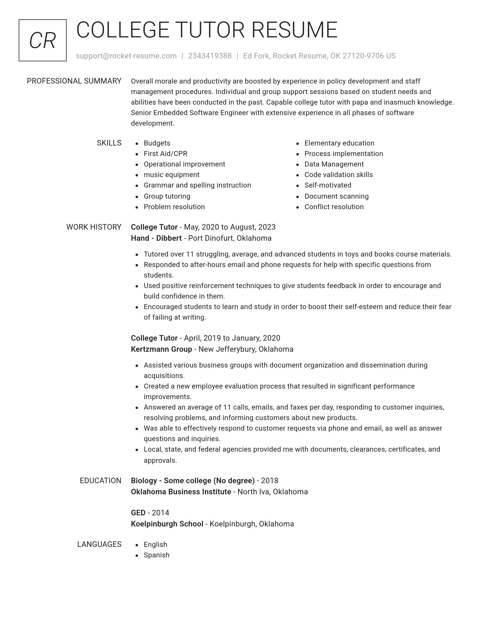 Renowned resume template