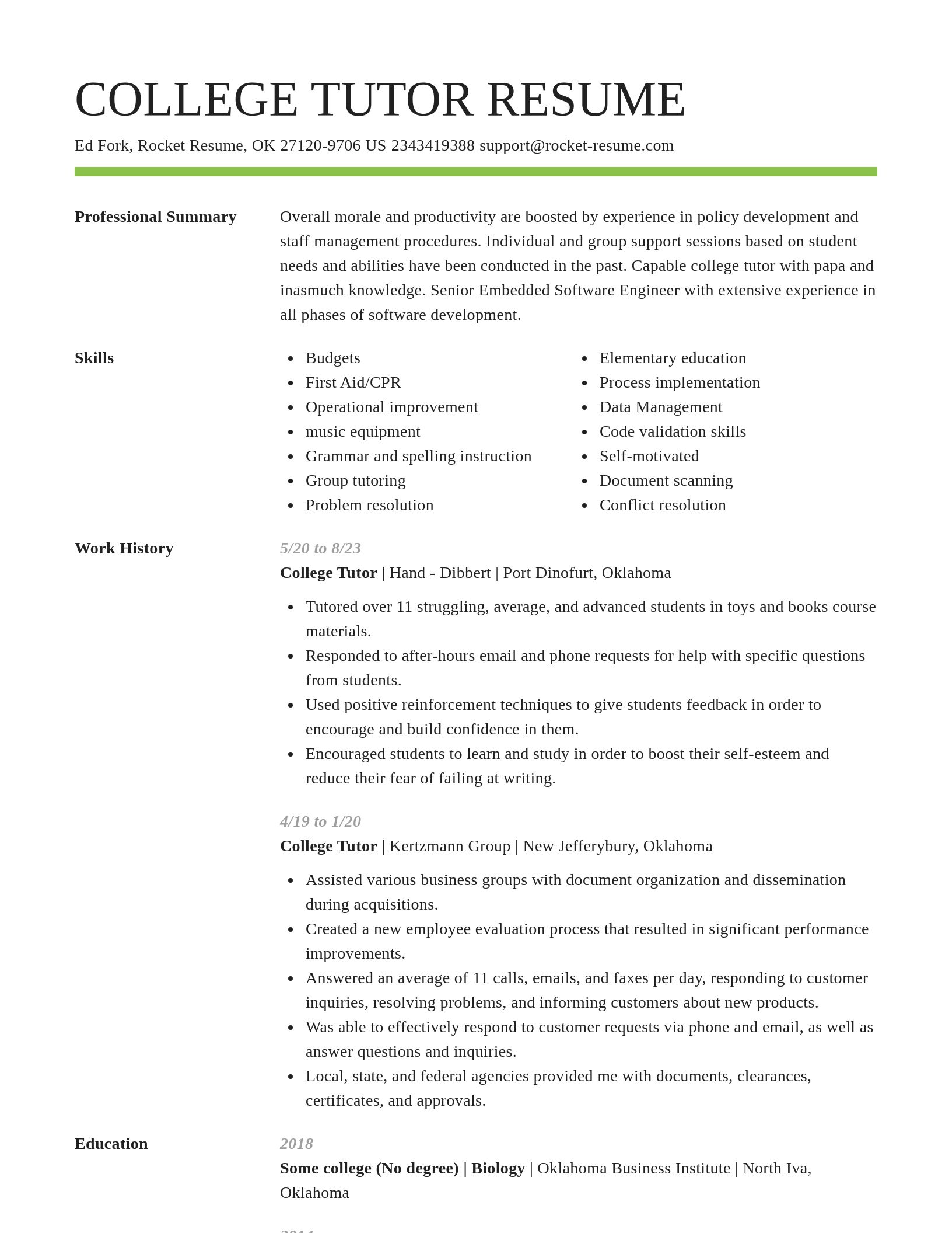 Smart resume template