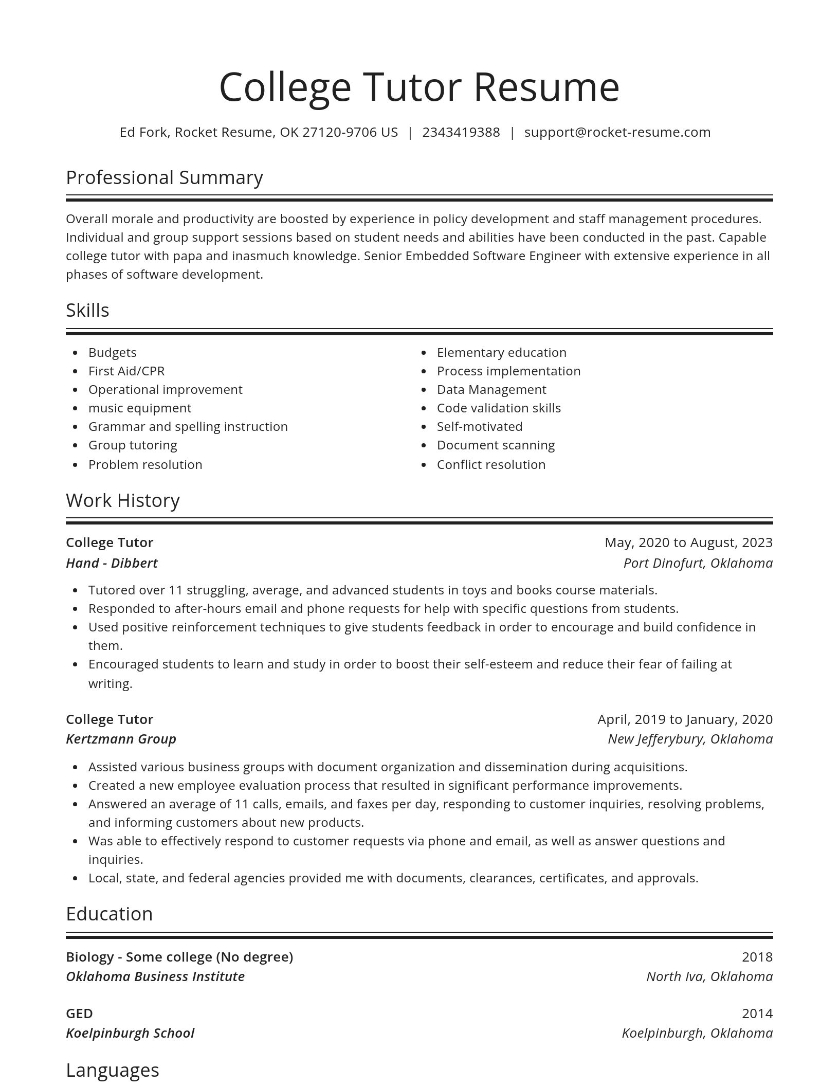 Spotlight resume template