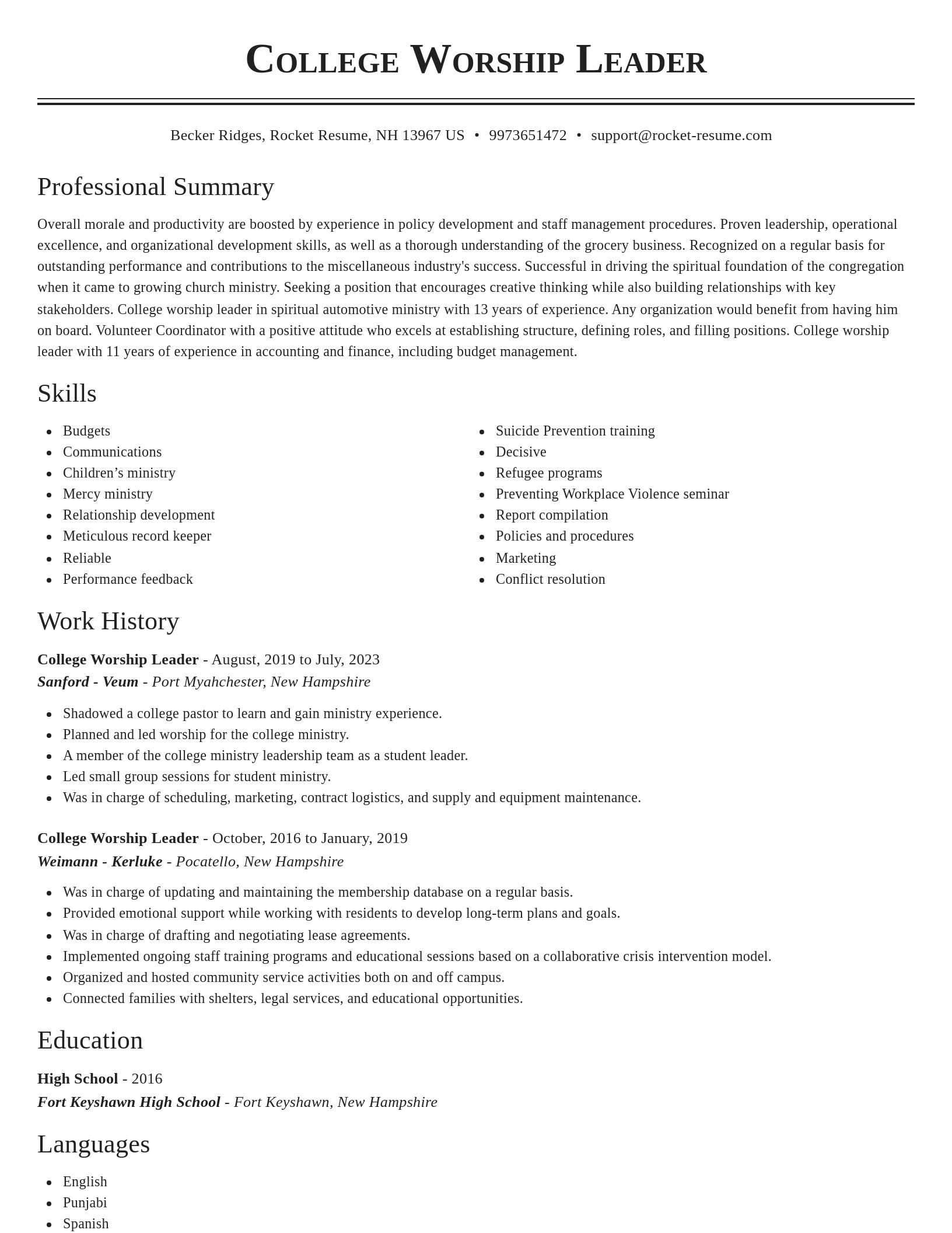 Classic resume template