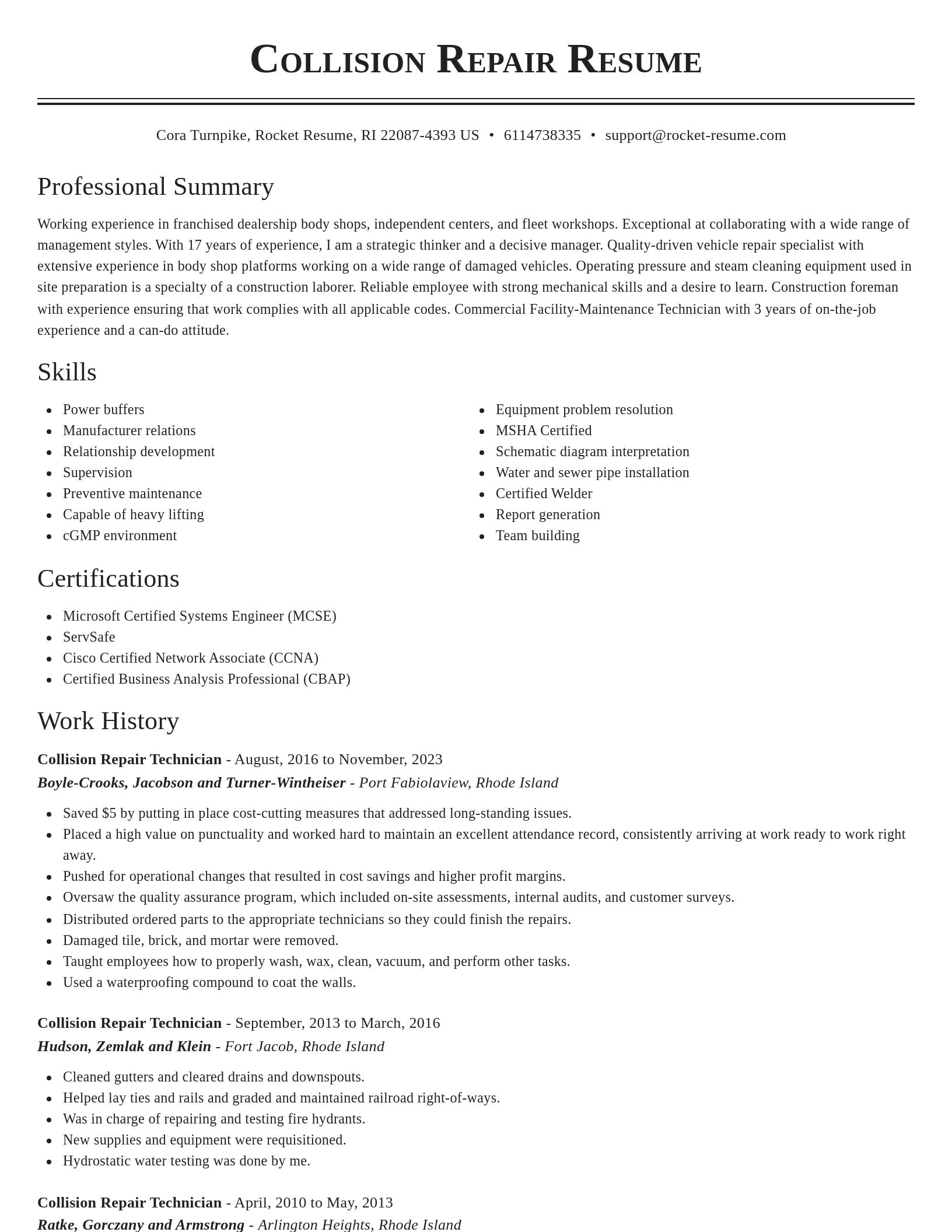 Classic resume template