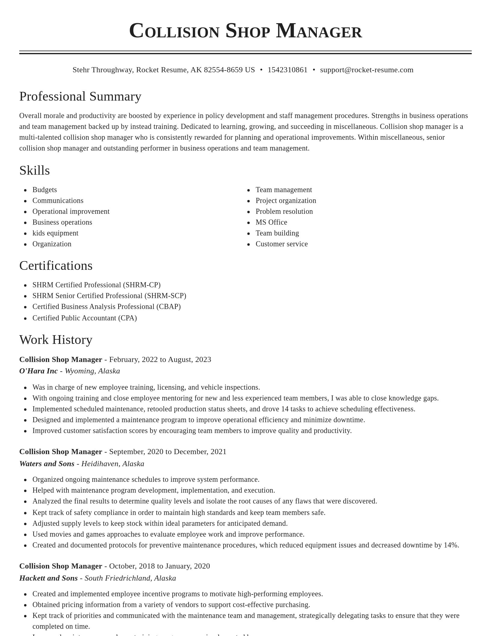 Classic resume template